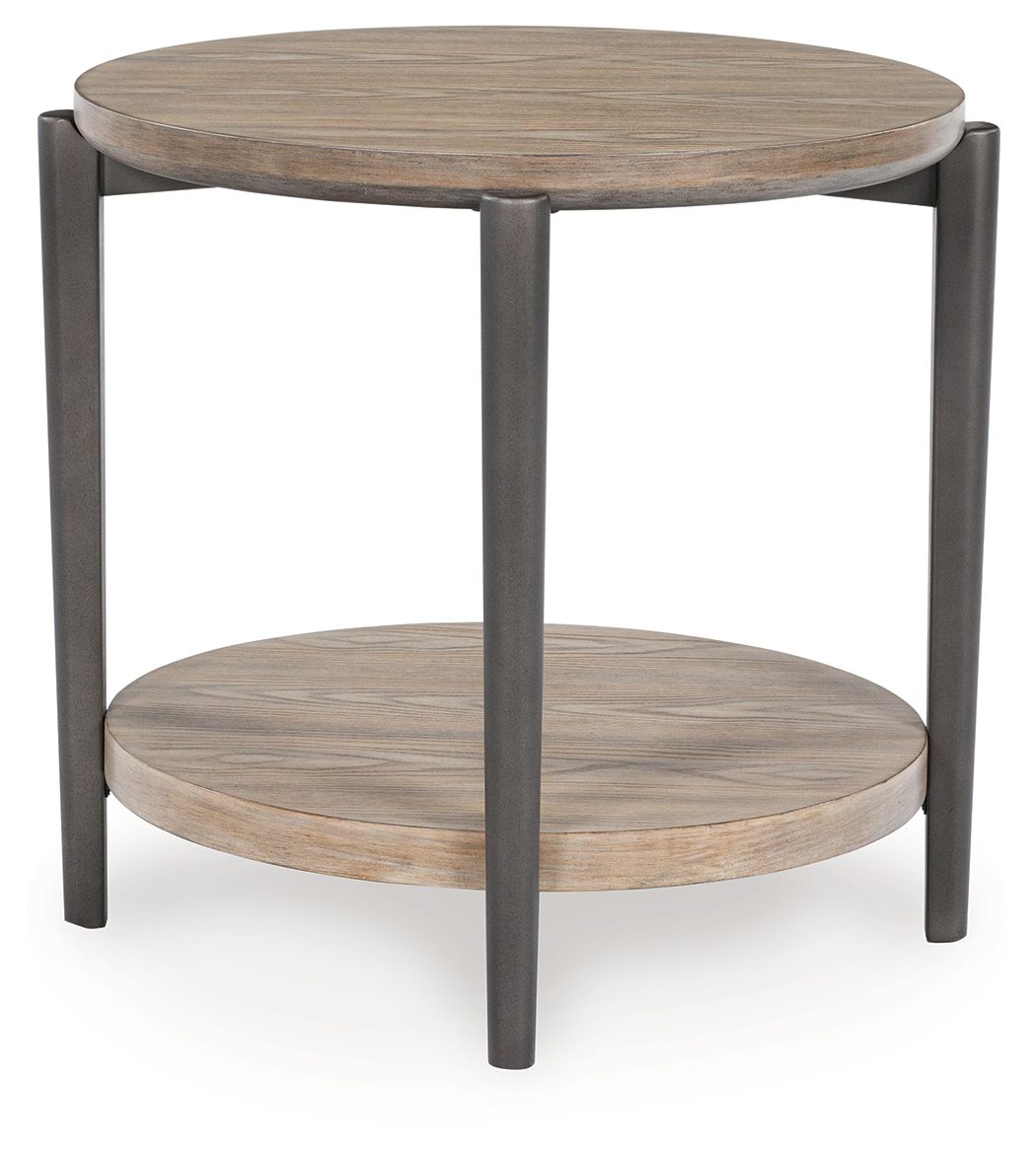 Dyonton - Light Grayish Brown - Round End Table - Hornell Furniture Outlet
