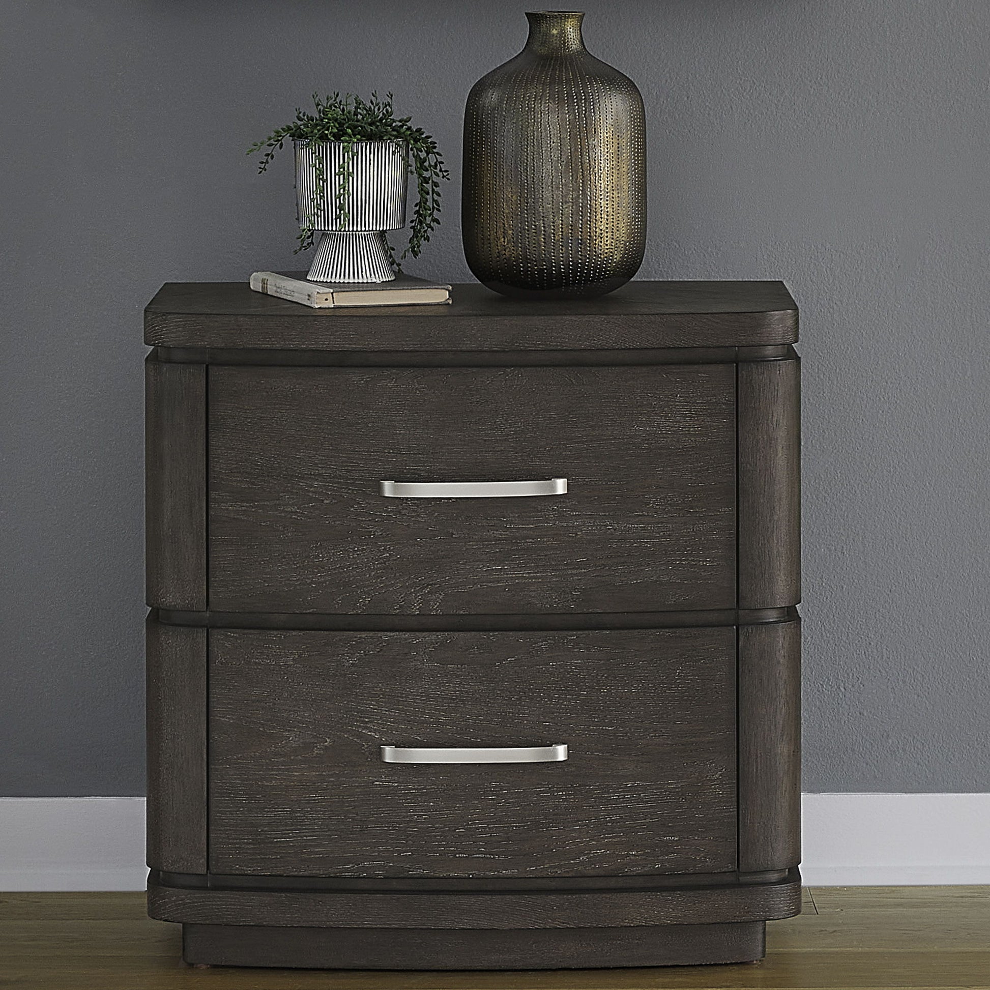 Cascade Falls - Nightstand With Charging Station - Satin Espresso - Hornell Furniture Outlet