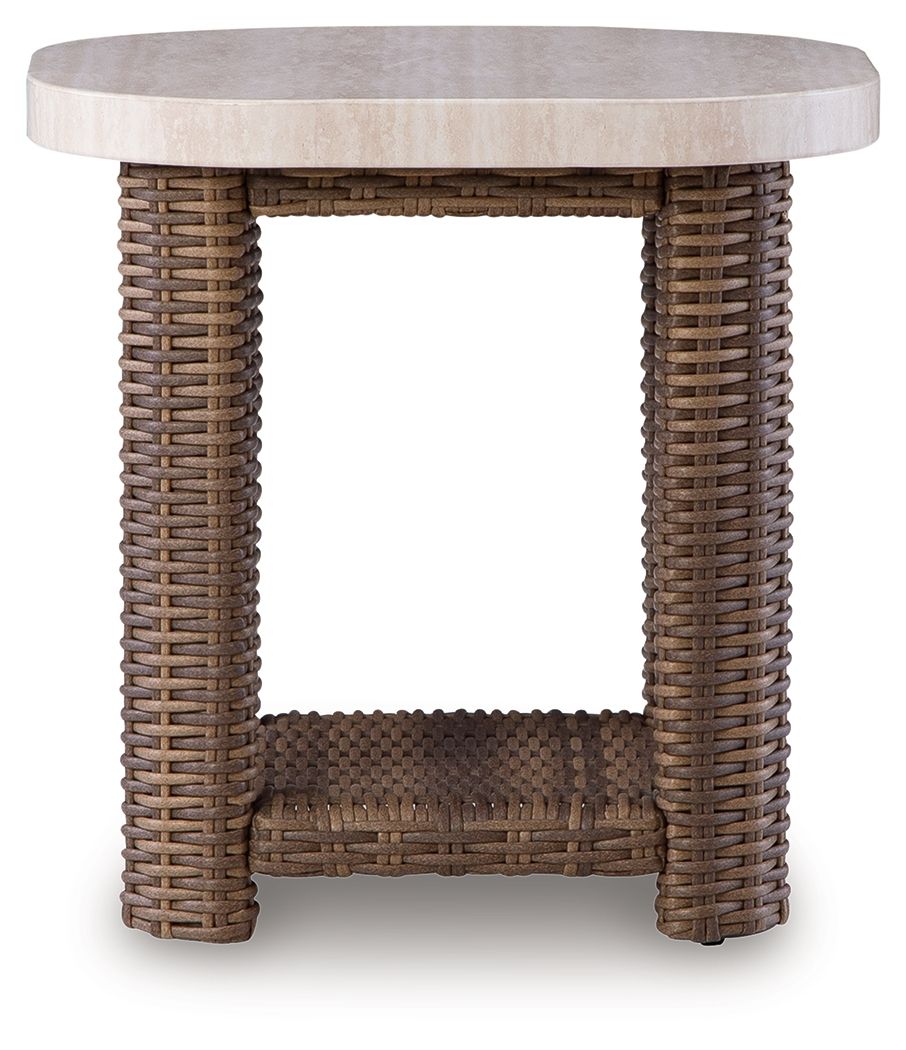 Dolan Creek - Square End Table - Beige / Brown - Hornell Furniture Outlet
