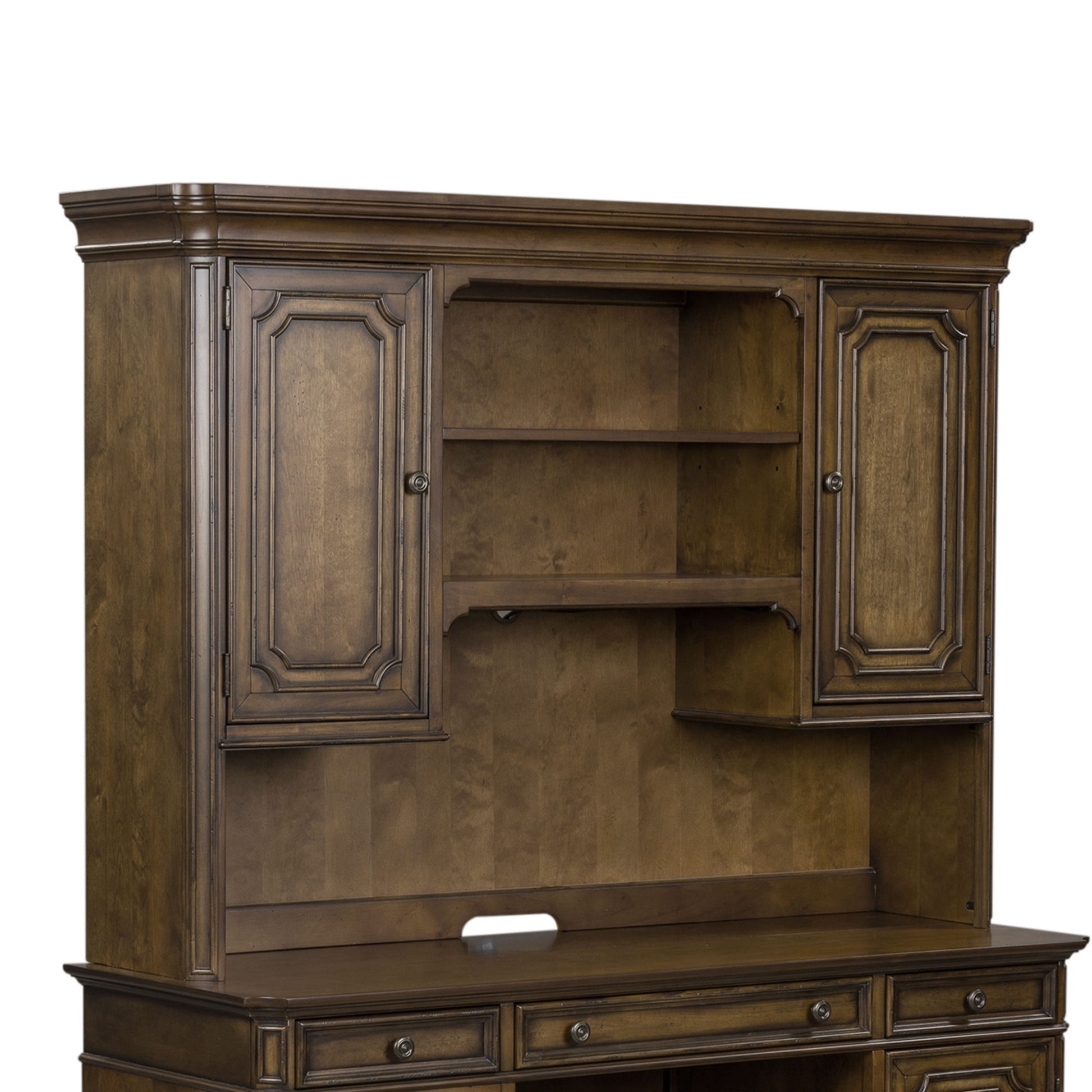 Amelia - Jr Executive Credenza Hutch - Dark Brown - Hornell Furniture Outlet