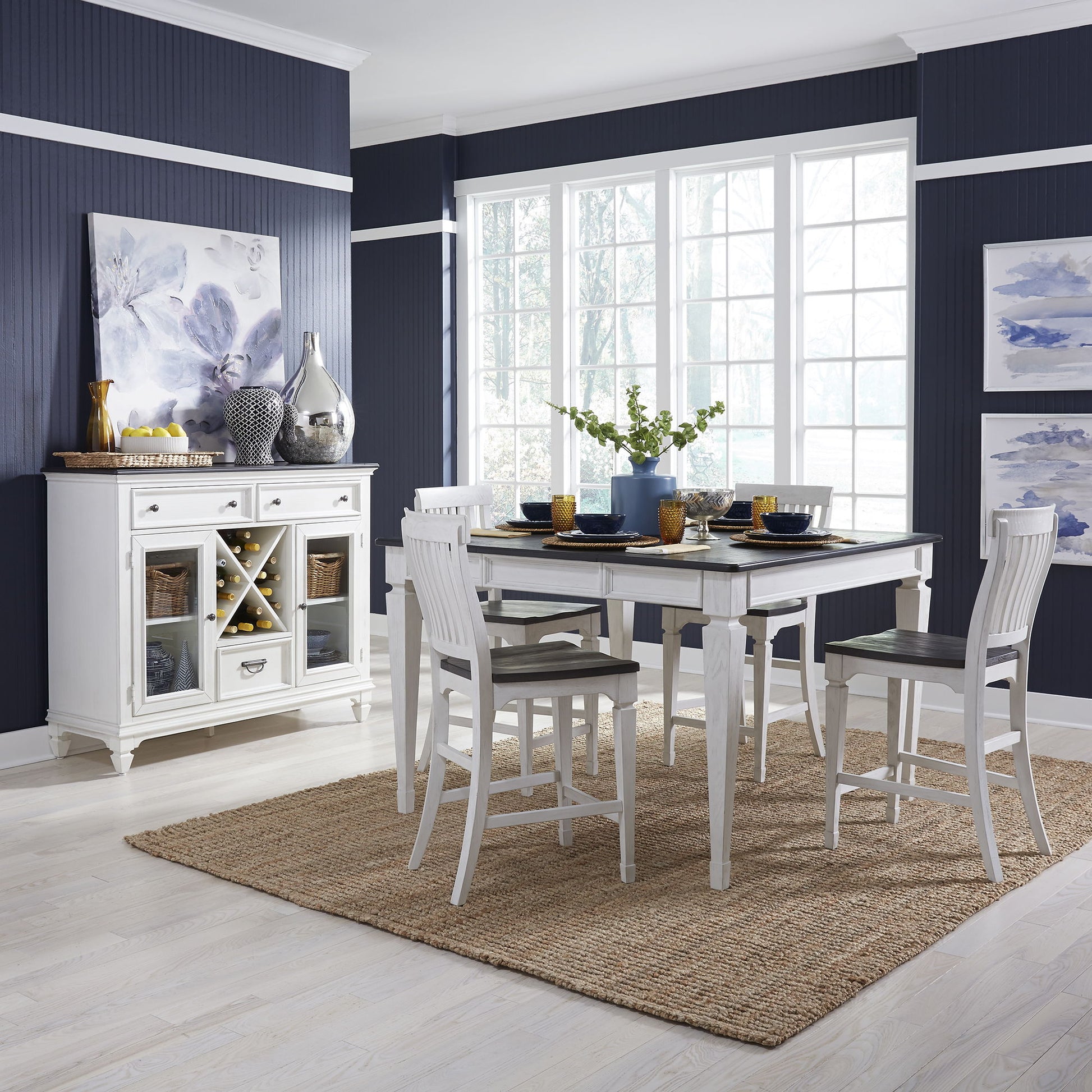 Allyson Park - 5 Piece Gathering Table Set - White - Hornell Furniture Outlet