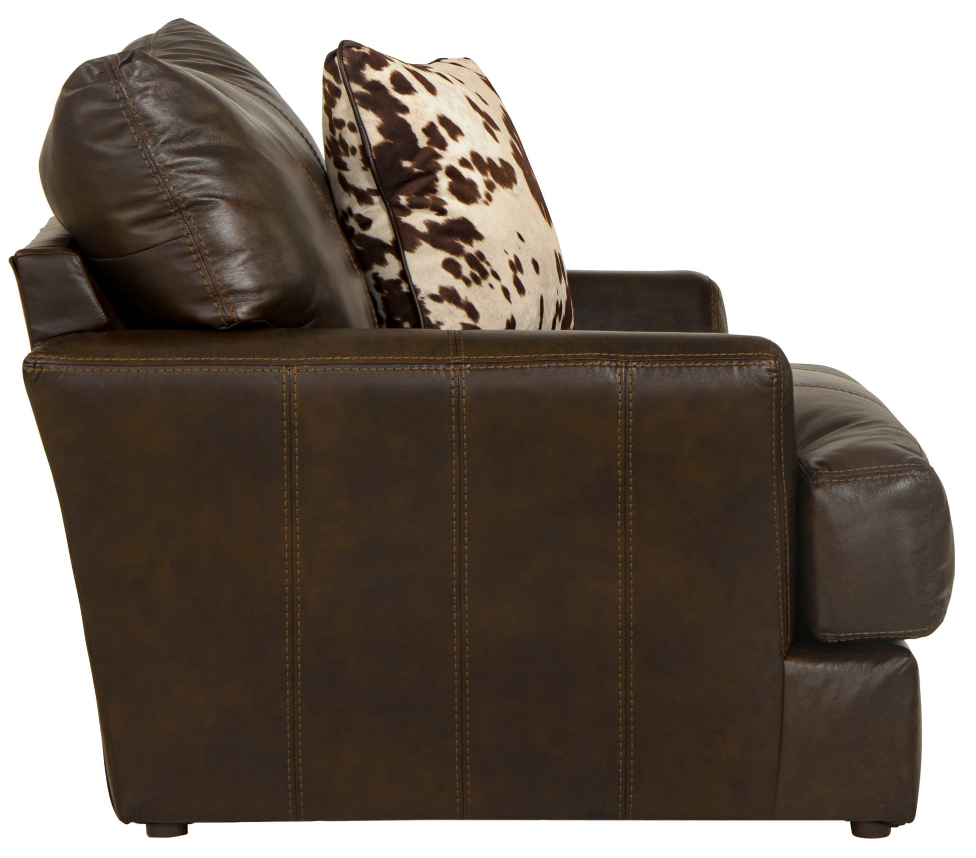 Pavia - Top Grain Italian Leather Chair With Cuddler Cushions - Cocoa - Hornell Furniture Outlet