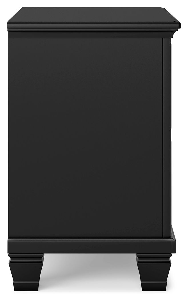 Lanolee - Black - Two Drawer Nightstand - Hornell Furniture Outlet