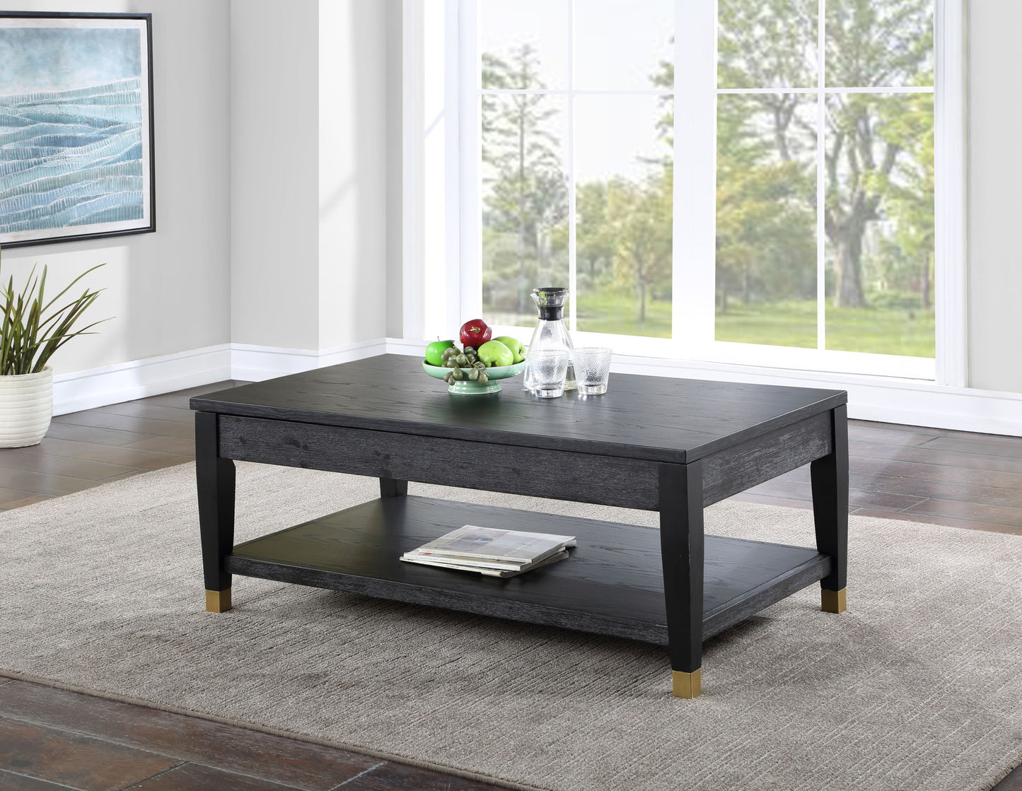 Yves - Lift - Top Coffee table - Black - Hornell Furniture Outlet