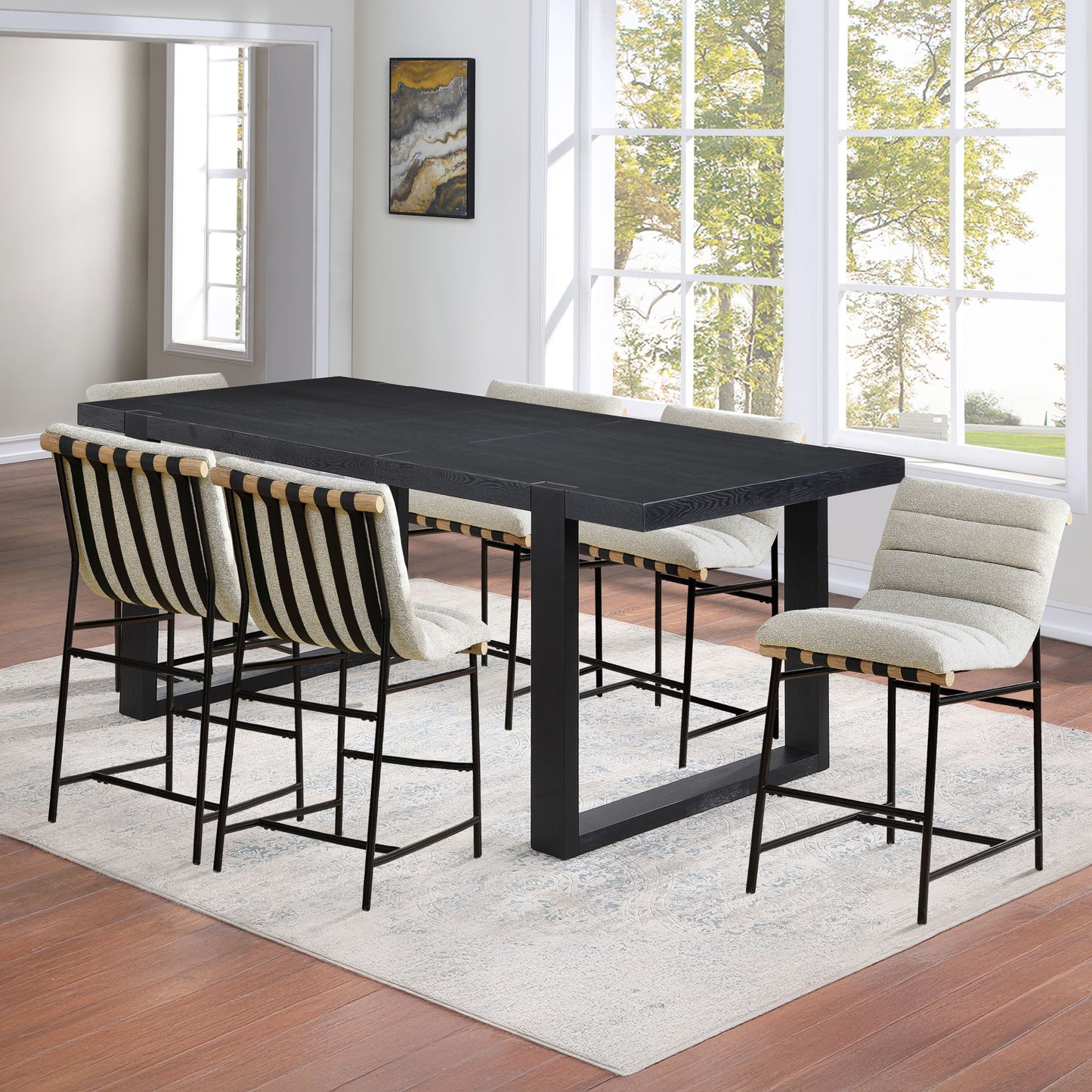 Yves - Counter Table With 6 Nicco Chairs - Hornell Furniture Outlet