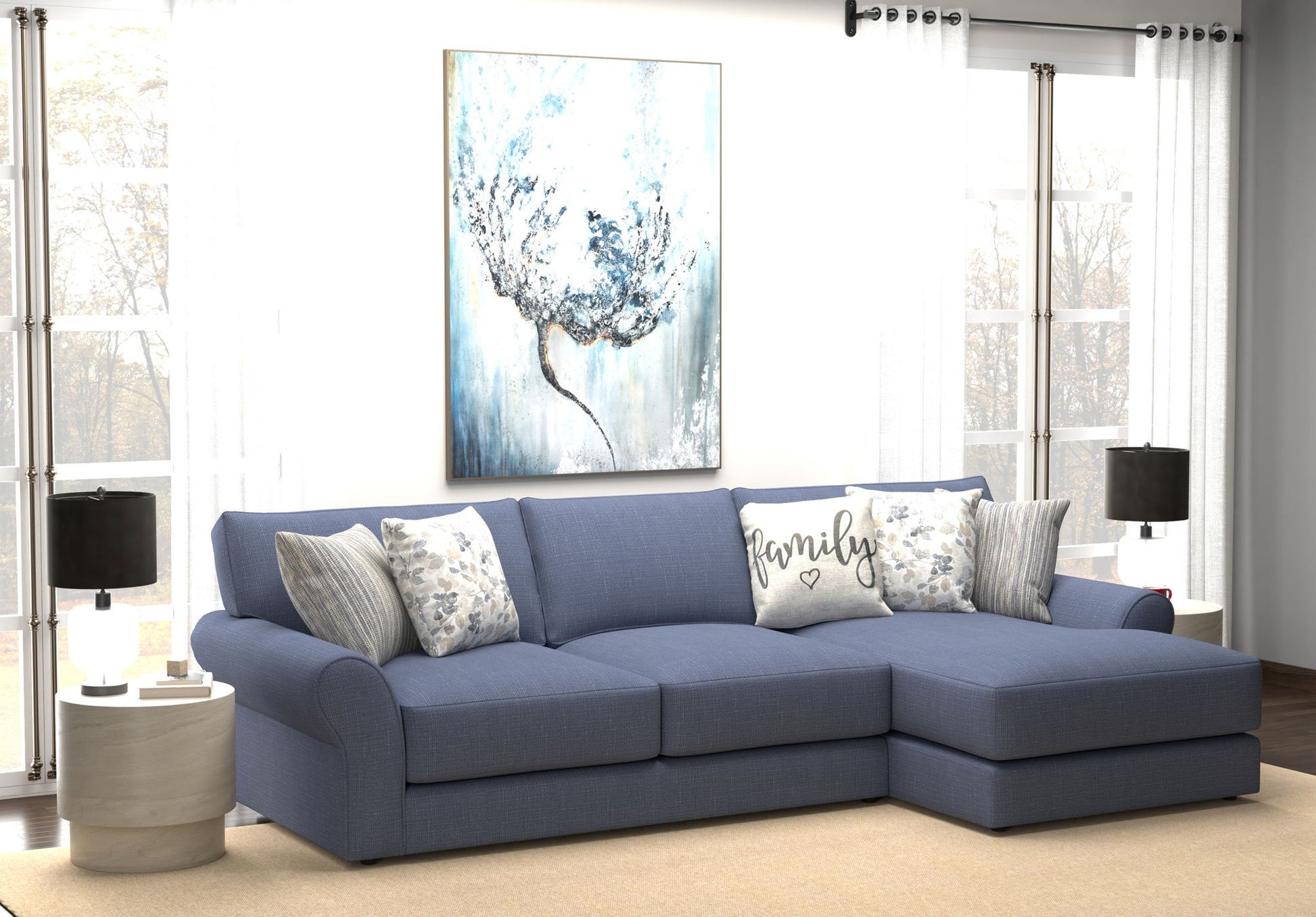 Cape May - Sofa Chaise With Comfort Coil Seating And 5 Accent Pillows Included - Hornell Furniture Outlet