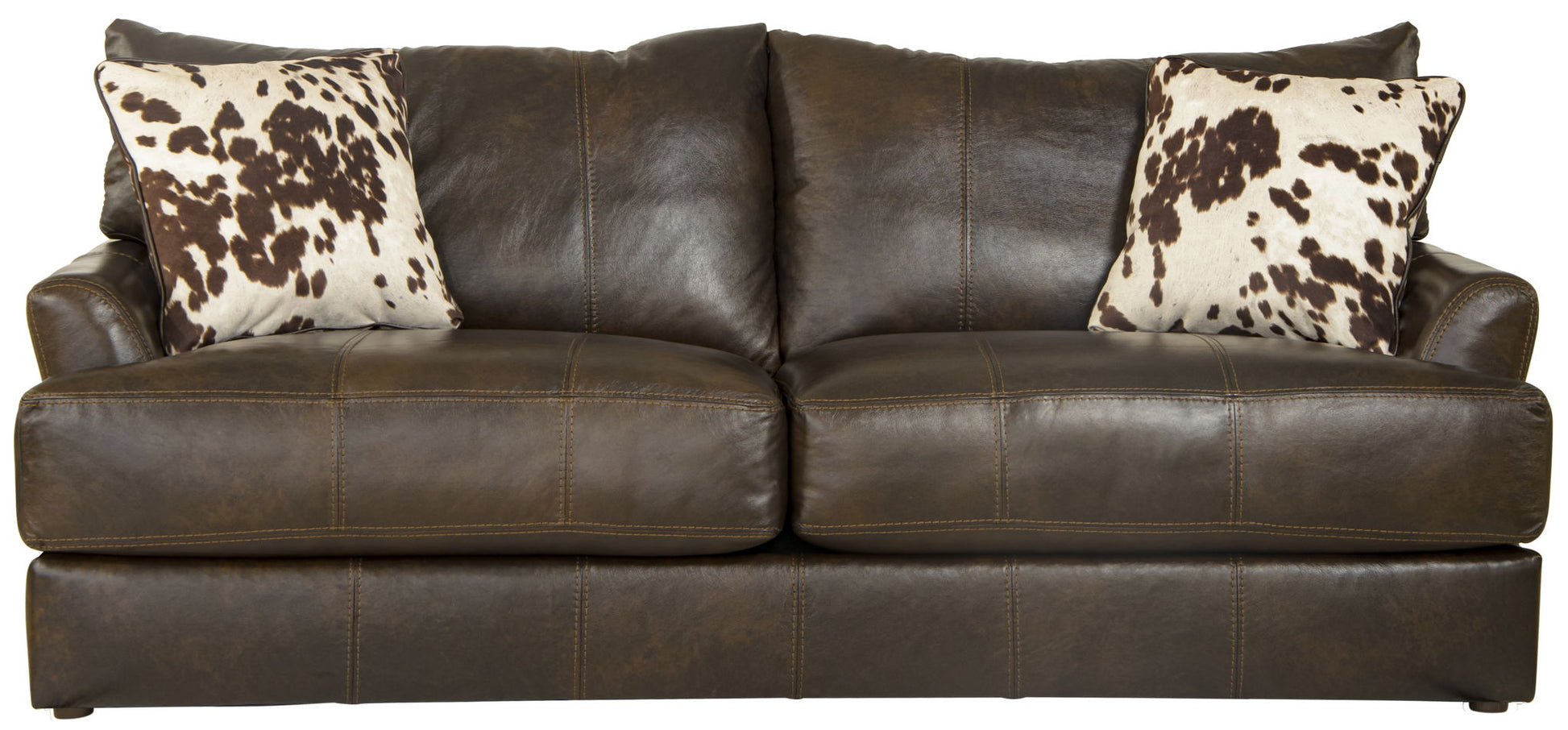 Pavia - Top Grain Italian Leather Sofa With Cuddler Cushions - Cocoa - Hornell Furniture Outlet