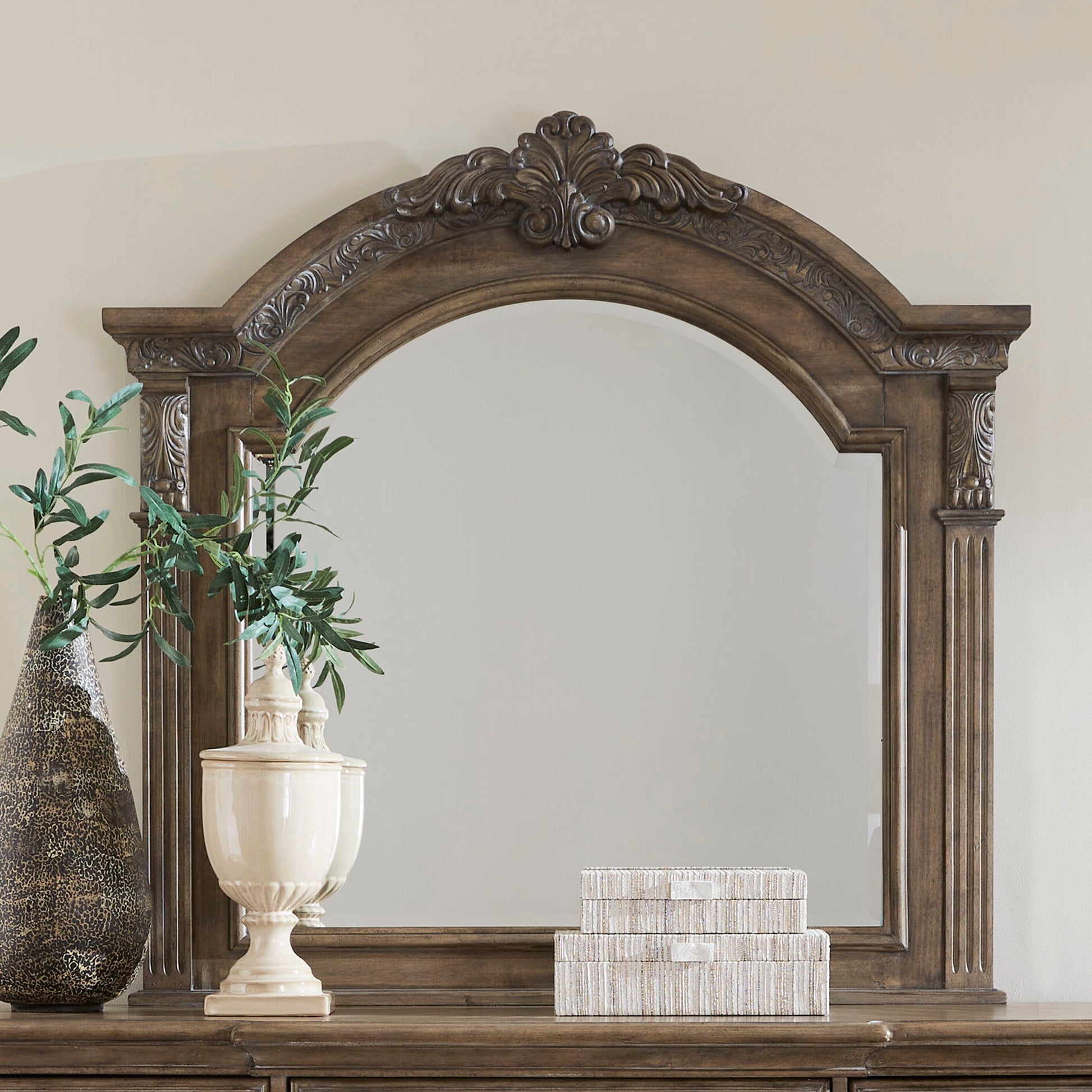 Carlisle Court - Arched Mirror - Medium Brown - Hornell Furniture Outlet