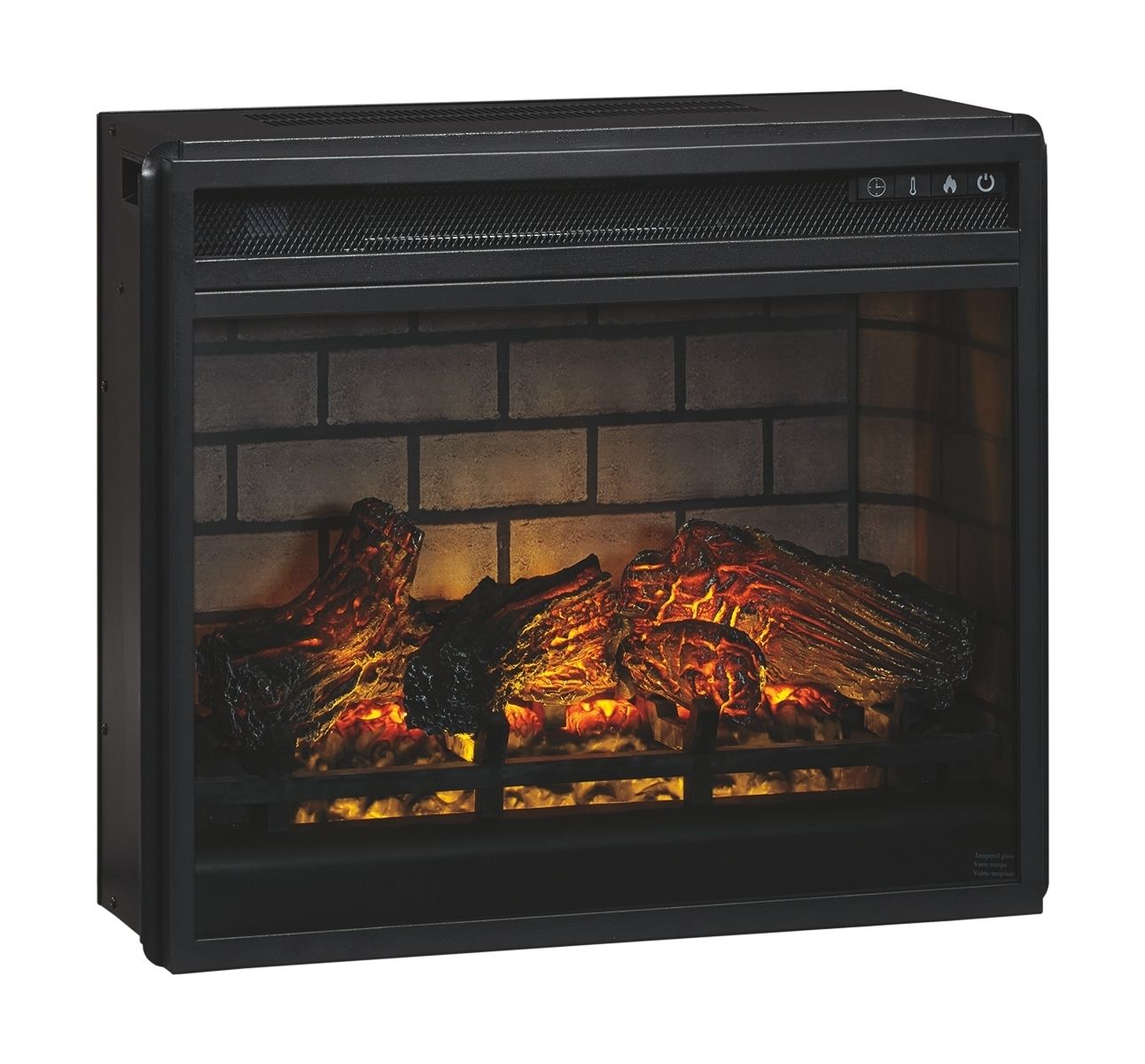 Willowton - Whitewash - 2 Pc. - 64" TV Stand with Faux Firebrick Fireplace Insert - Hornell Furniture Outlet