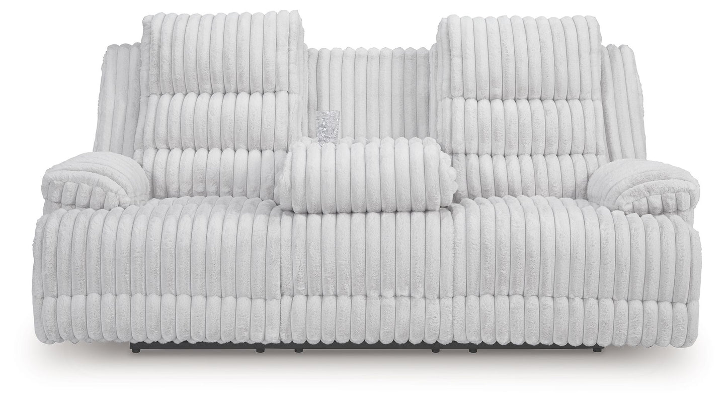 Rhines Falls - Alloy - Reclining Power Sofa With Drop Down Table - Hornell Furniture Outlet