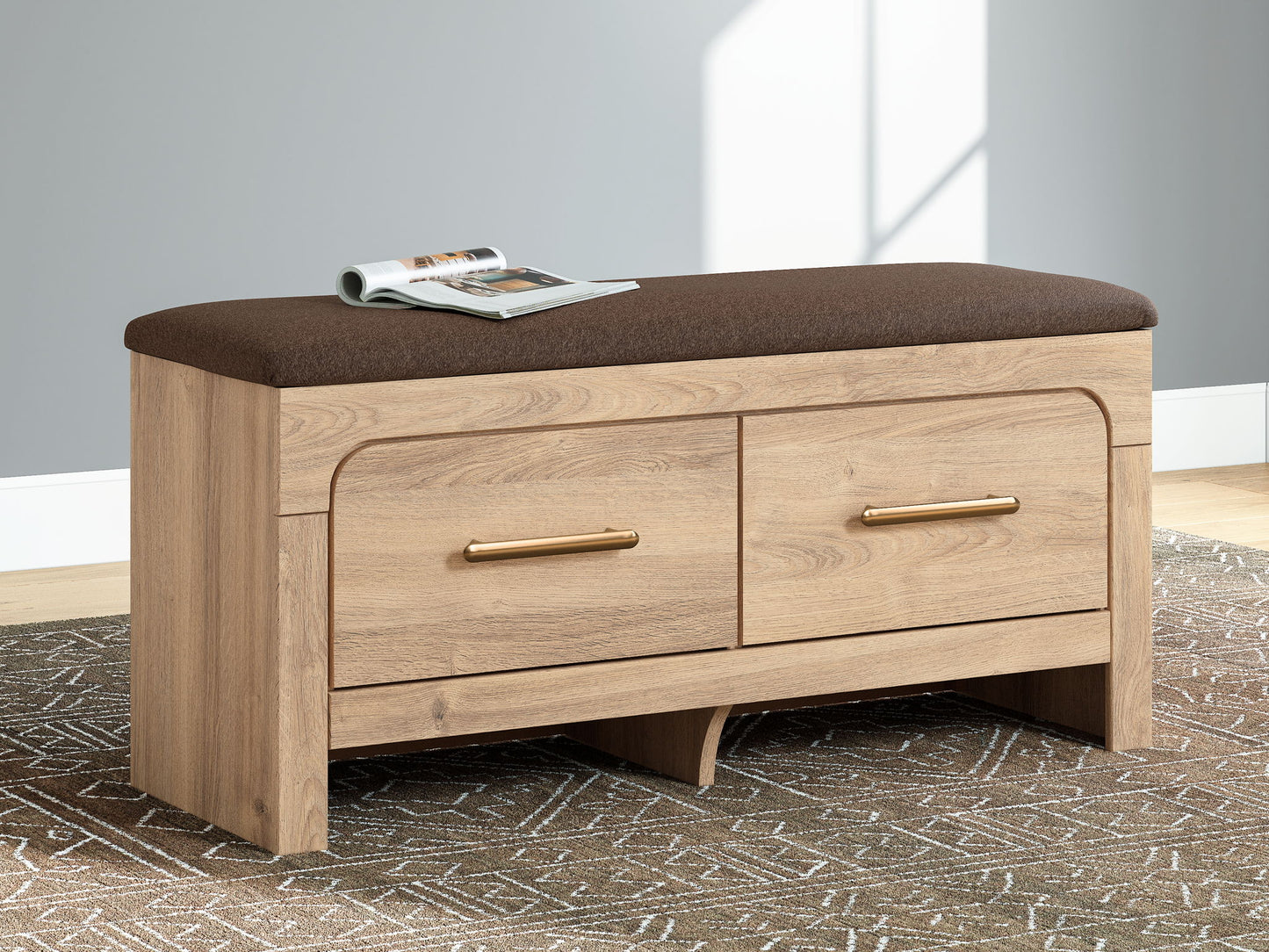 Kinlanni - Bedroom Upholstered Storage Bench - Tan / Brown - Hornell Furniture Outlet