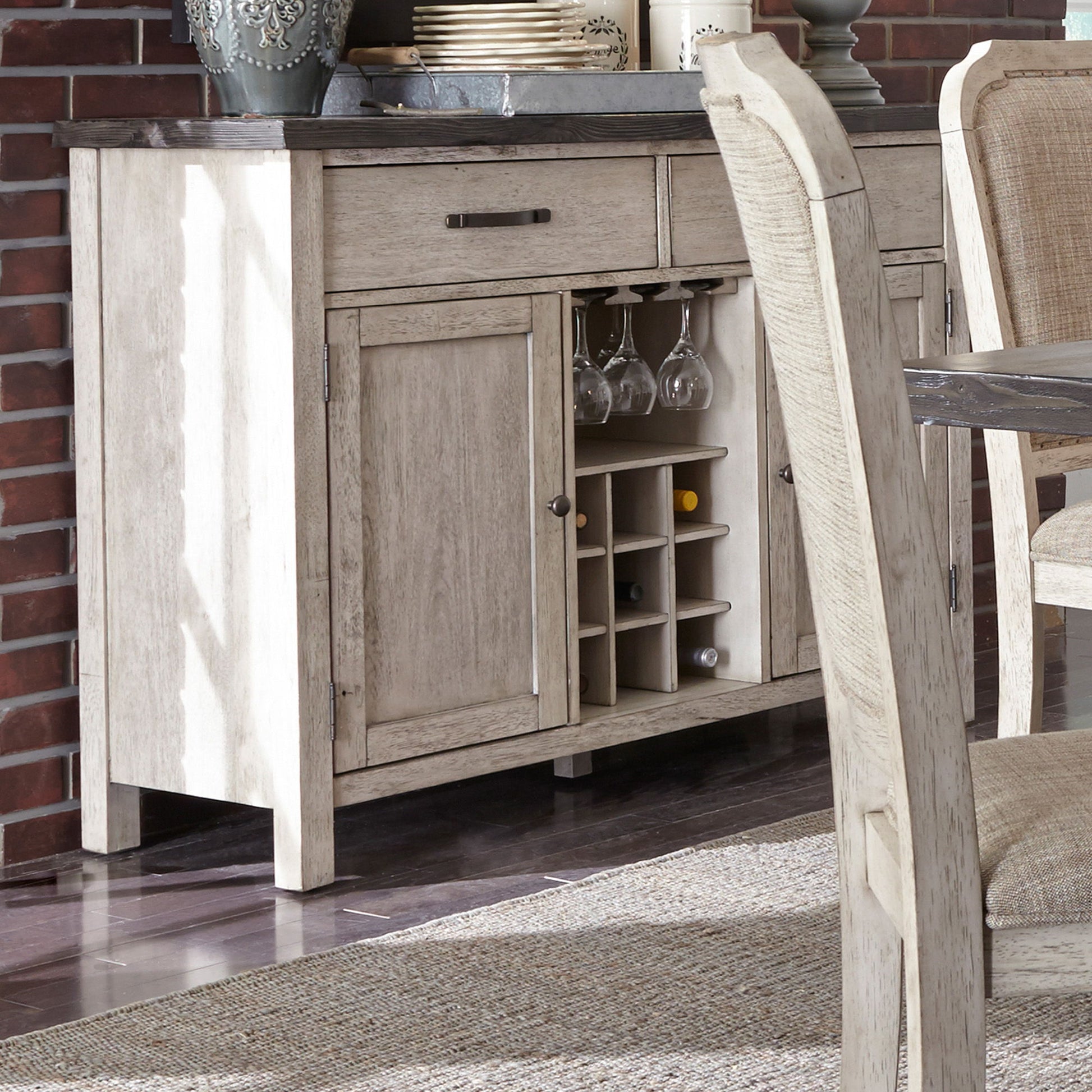 Willowrun - Sideboard - Rustic White - Hornell Furniture Outlet