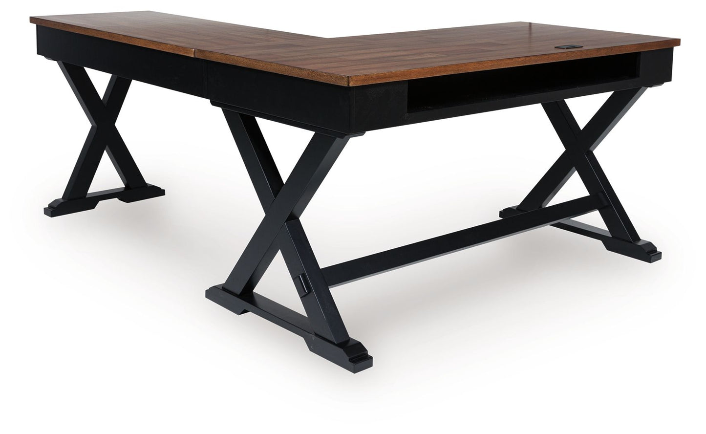 Wildenauer - Brown / Black - Home Office Desk And Return - Hornell Furniture Outlet