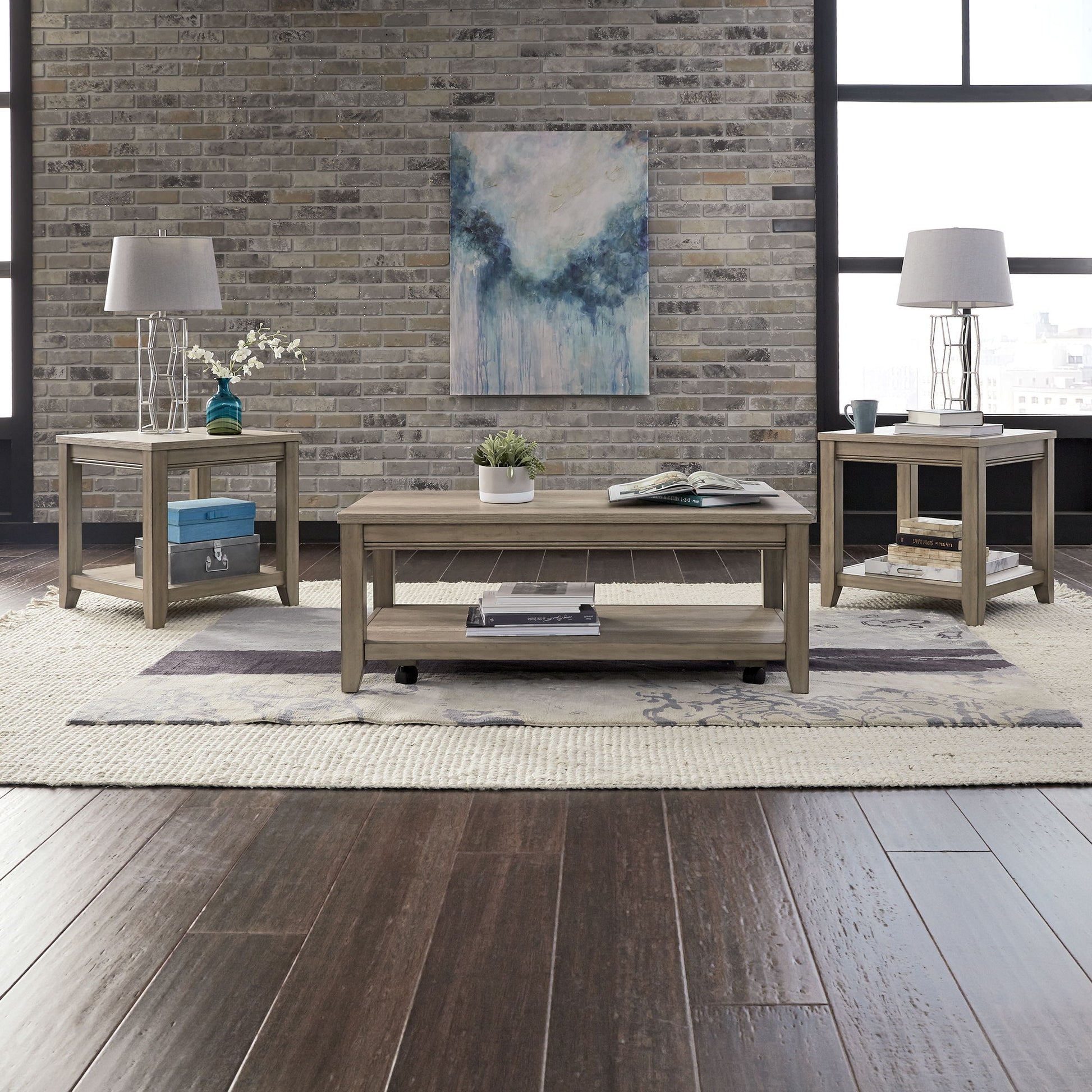 Sun Valley - 3 Piece Table Set - Light Brown - Hornell Furniture Outlet