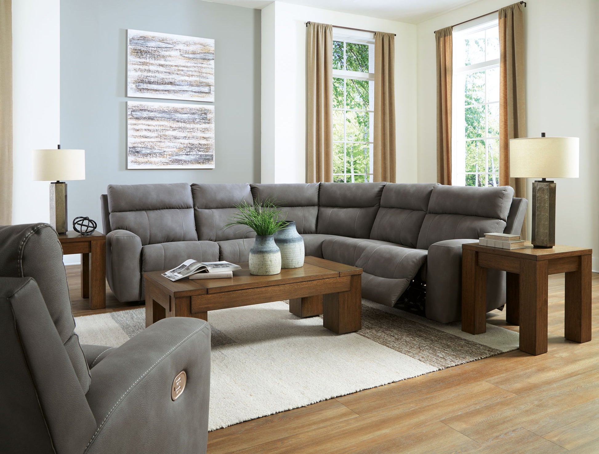 Next - gen Durapella - Power Reclinering Sectional Set - Hornell Furniture Outlet