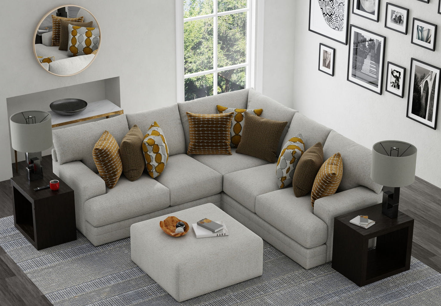 Tori - Sectional With Comfort Coil Seating, Cocktail Ottoman And Accent Pillows Included - Hornell Furniture Outlet
