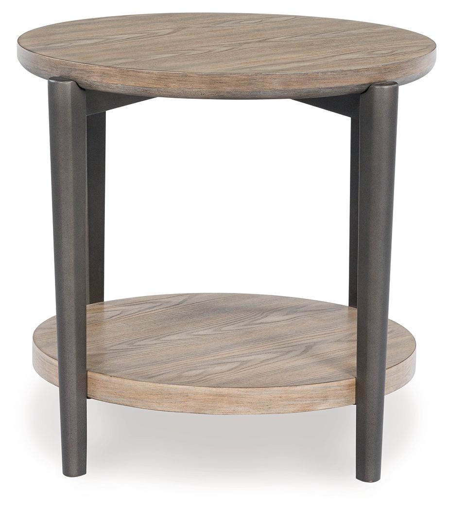 Dyonton - Light Grayish Brown - Round End Table - Hornell Furniture Outlet