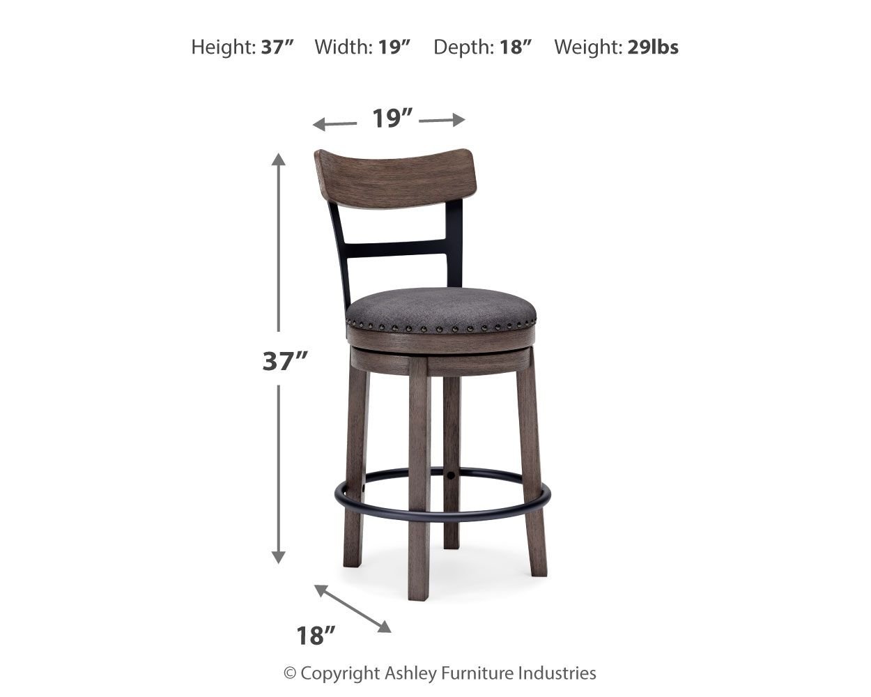 Caitbrook - Gray - UPH Swivel Barstool - Hornell Furniture Outlet