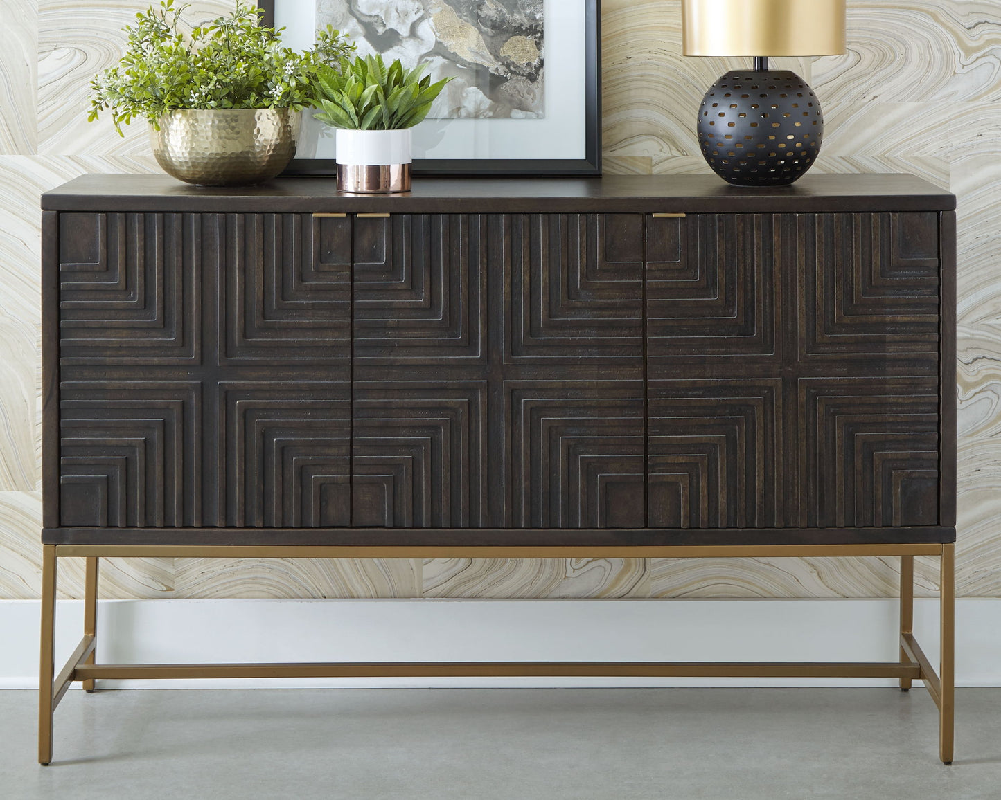Elinmore - Brown / Gold Finish - Accent Cabinet - Hornell Furniture Outlet