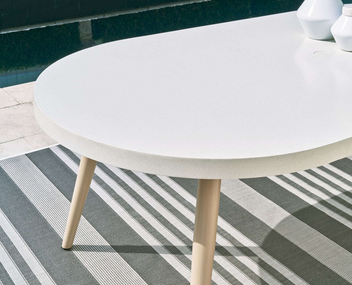 Seton Creek - White - Oval Dining Table With Umb Opt - Hornell Furniture Outlet