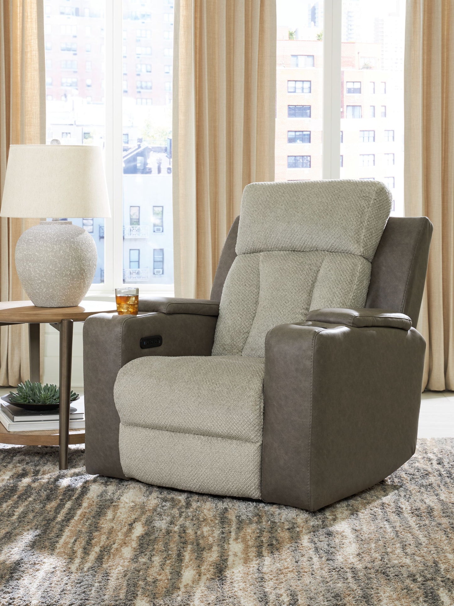 WhipLash - Sisal - Power Recliner With Adj Headrest - Hornell Furniture Outlet