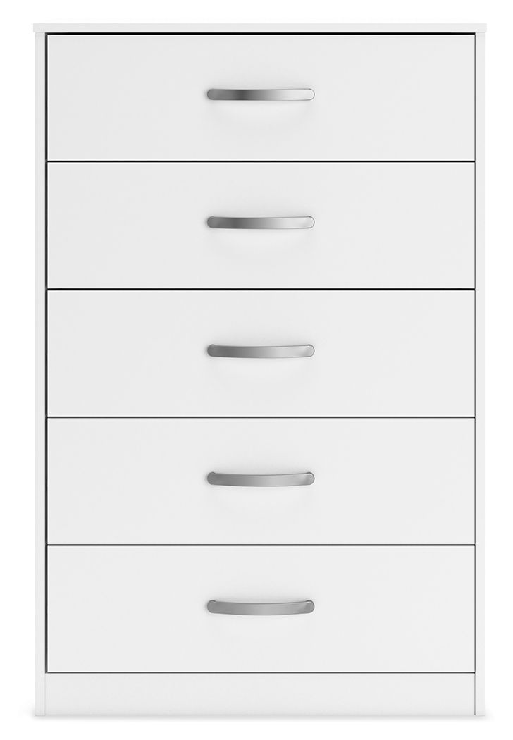 Flannia - White - Five Drawer Chest - 46" Height - Hornell Furniture Outlet