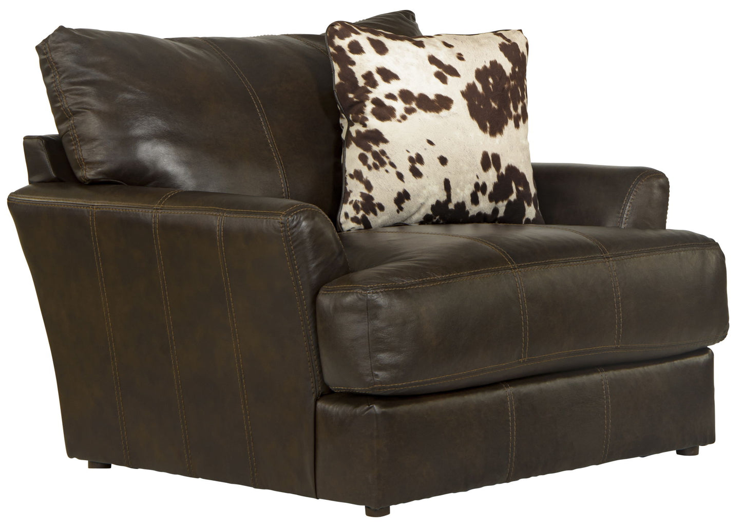 Pavia - Top Grain Italian Leather Chair With Cuddler Cushions - Cocoa - Hornell Furniture Outlet