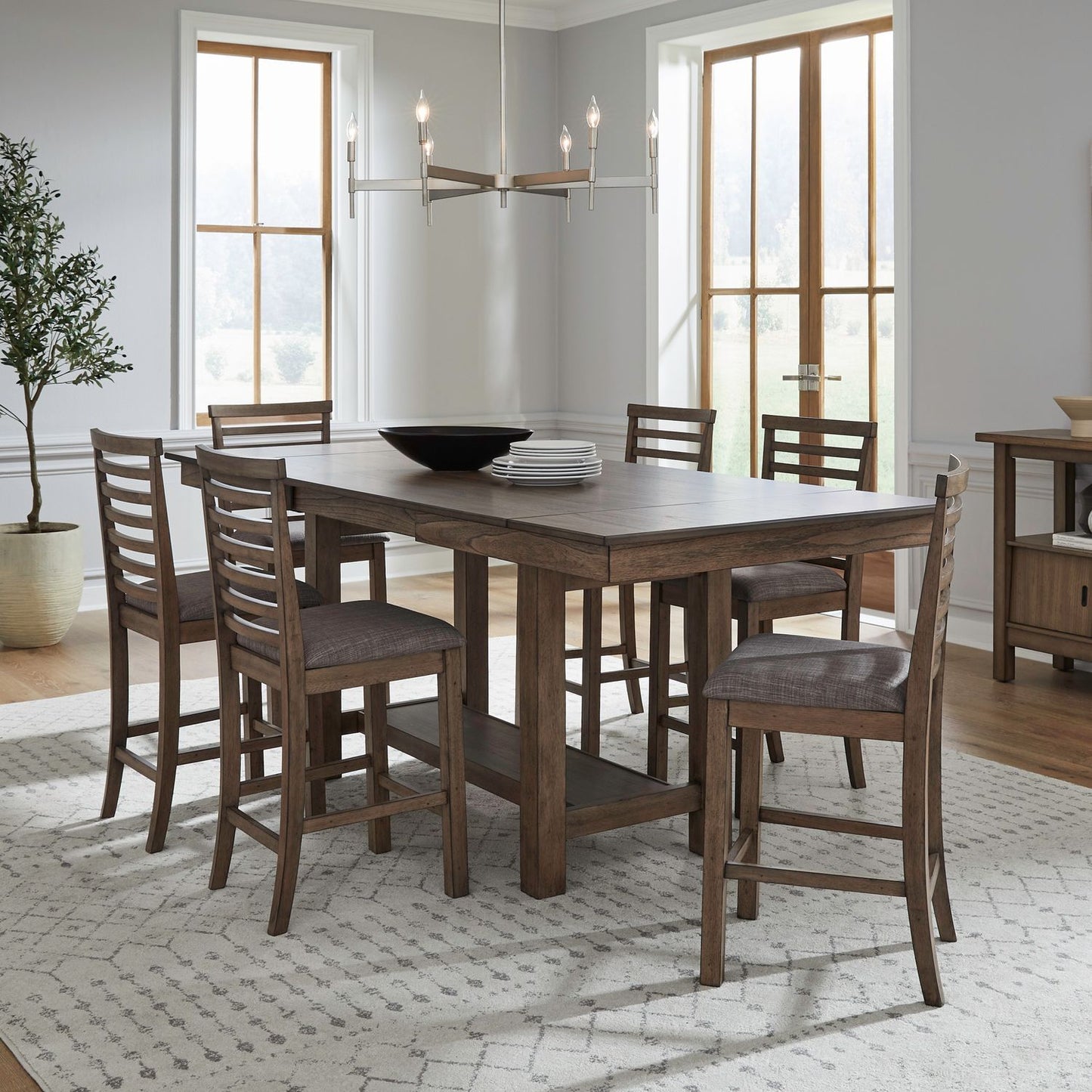 Brook Bay - Counter Trestle Table Set - Hornell Furniture Outlet