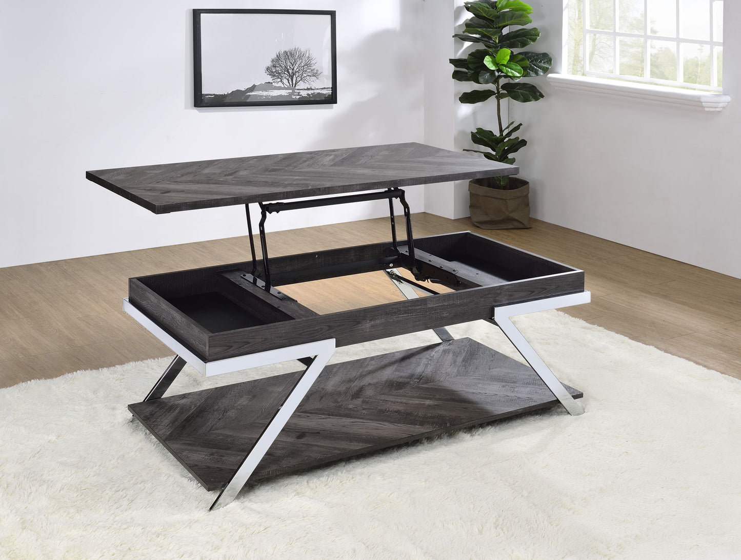 Roma - Lift Top Cocktail Table - Gray - Hornell Furniture Outlet