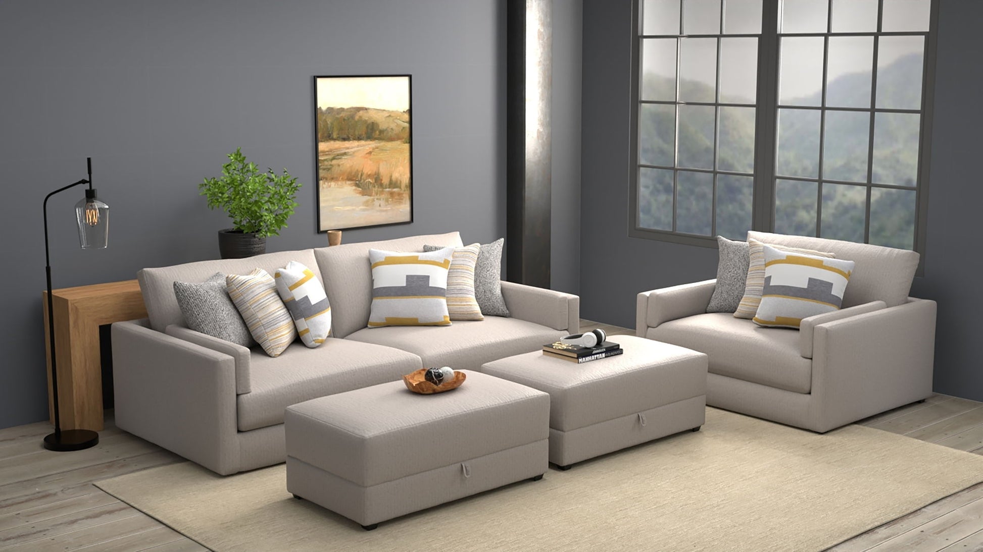 Trevor - Extra Deep Oversized Sofa With Included Storage Cocktail Ottoman - Hornell Furniture Outlet