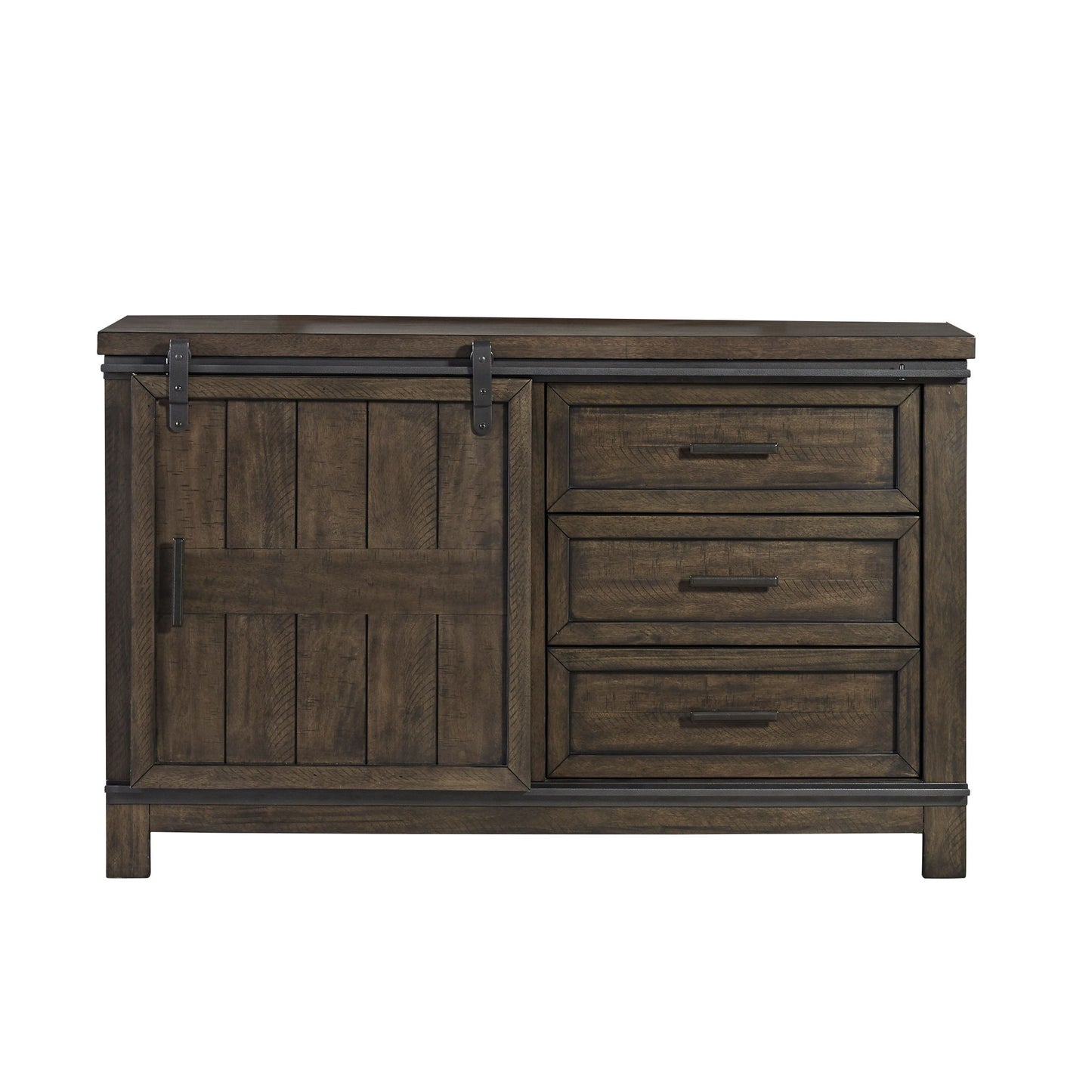 Thornwood Hills - Barn Door Dresser - Dark Brown - Hornell Furniture Outlet