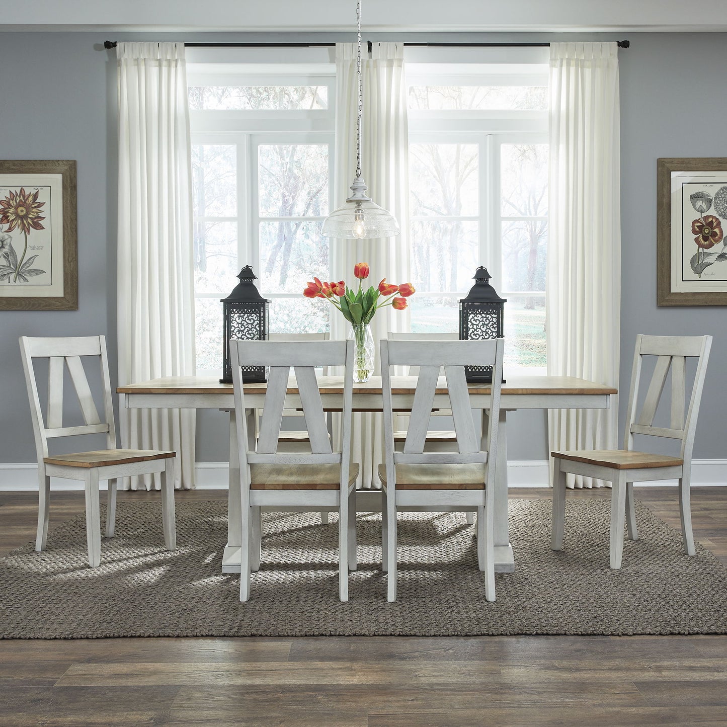 Lindsey Farm - Trestle Table Set - Hornell Furniture Outlet