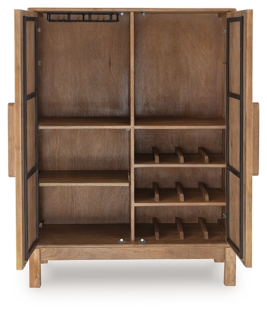 Pellamour - Natural Brown - Bar Cabinet - Hornell Furniture Outlet