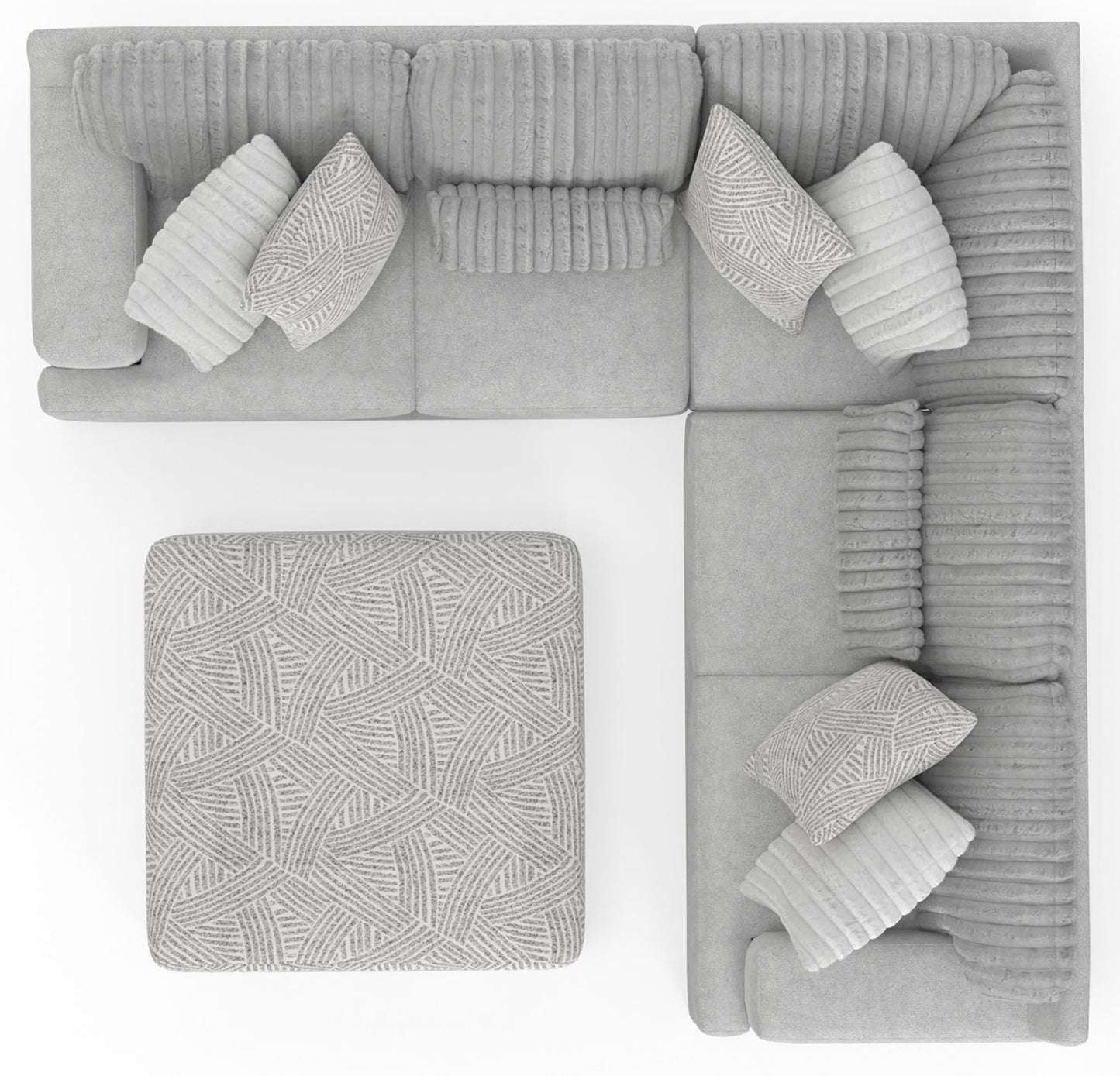 Logan - Upholstered Sectional With Comfort Coil Seating - 46" Cocktail Ottoman And Accent Pillows Included - Hornell Furniture Outlet