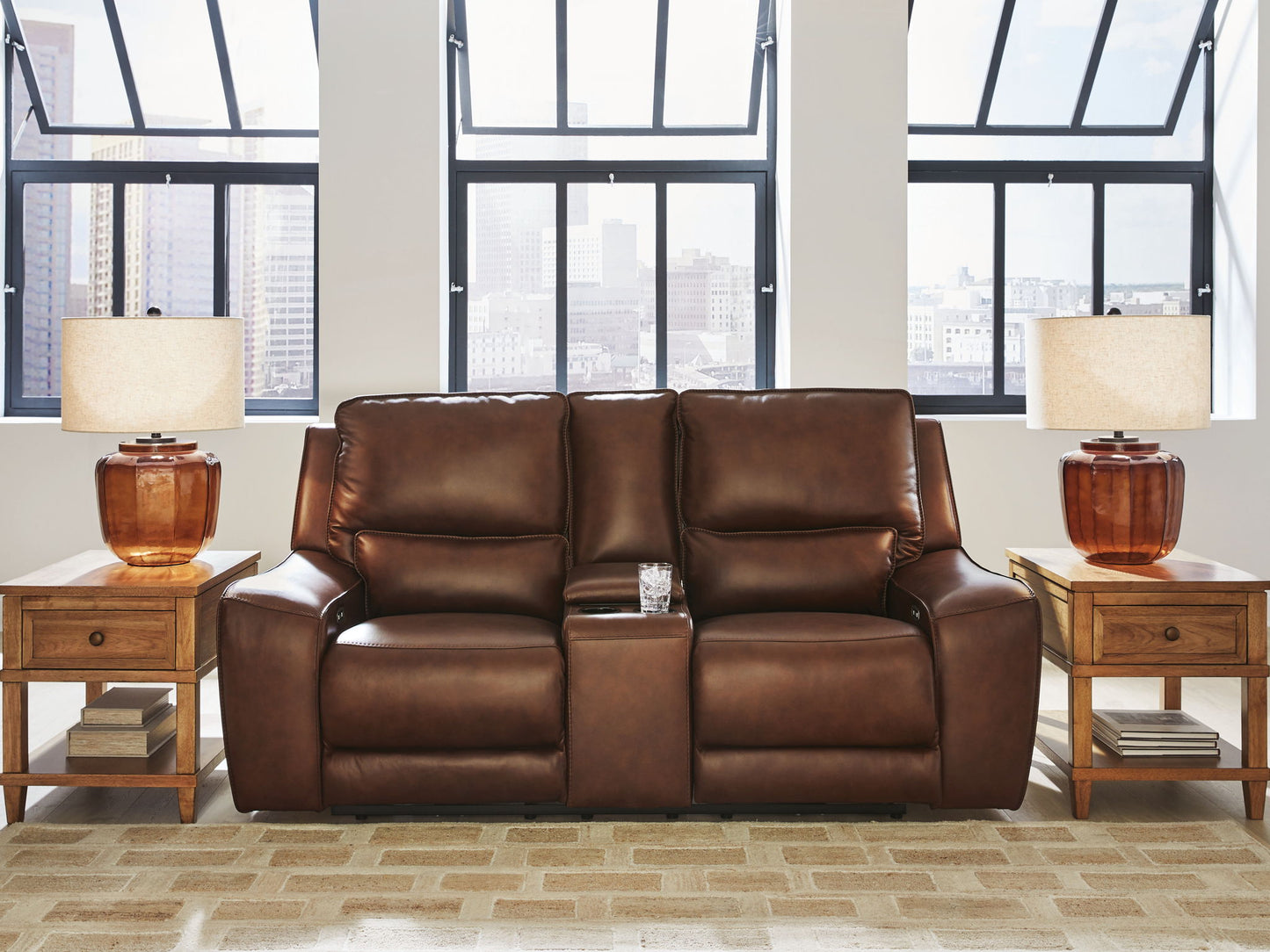DeepWakes - Power Reclining Loveseat / Console / Adjustable Headrest - Hornell Furniture Outlet