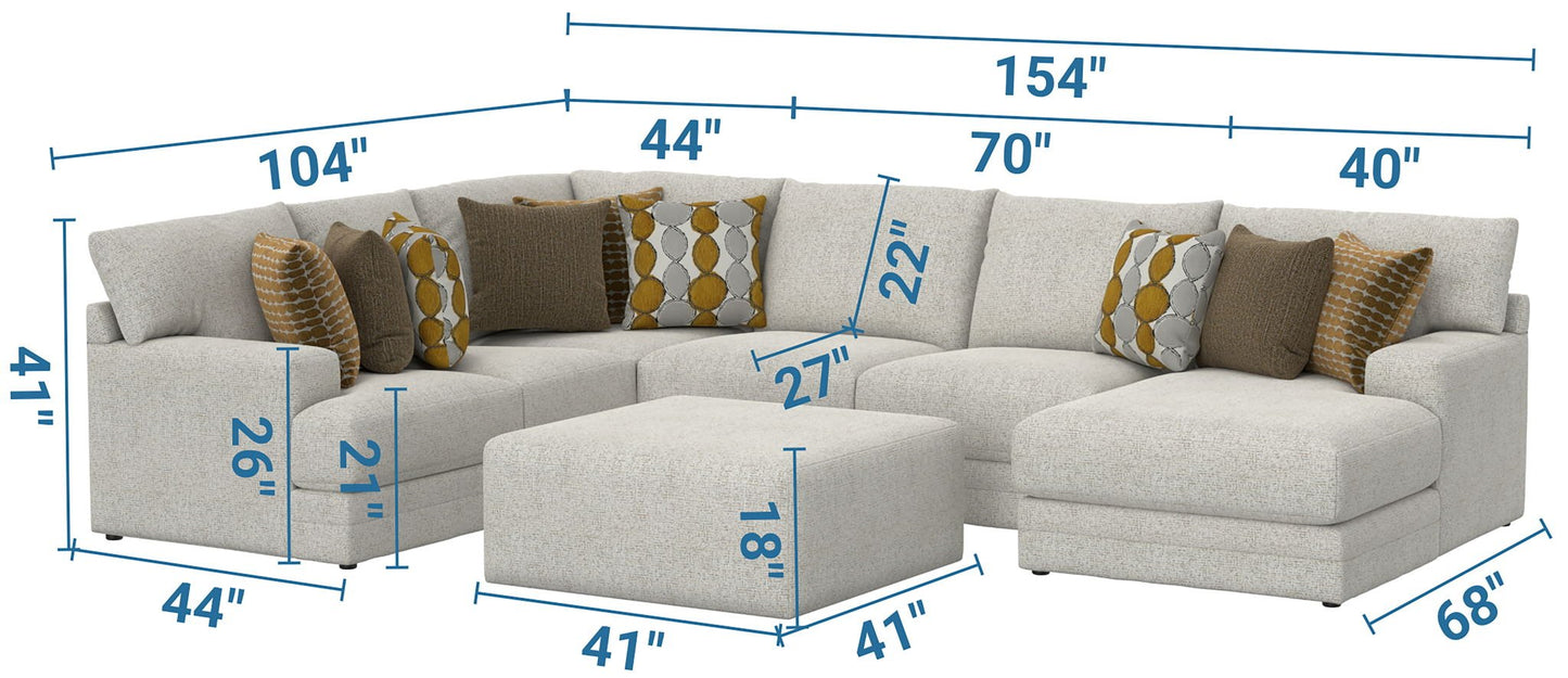 Tori - Sectional With Comfort Coil Seating, Cocktail Ottoman And Accent Pillows Included - Hornell Furniture Outlet