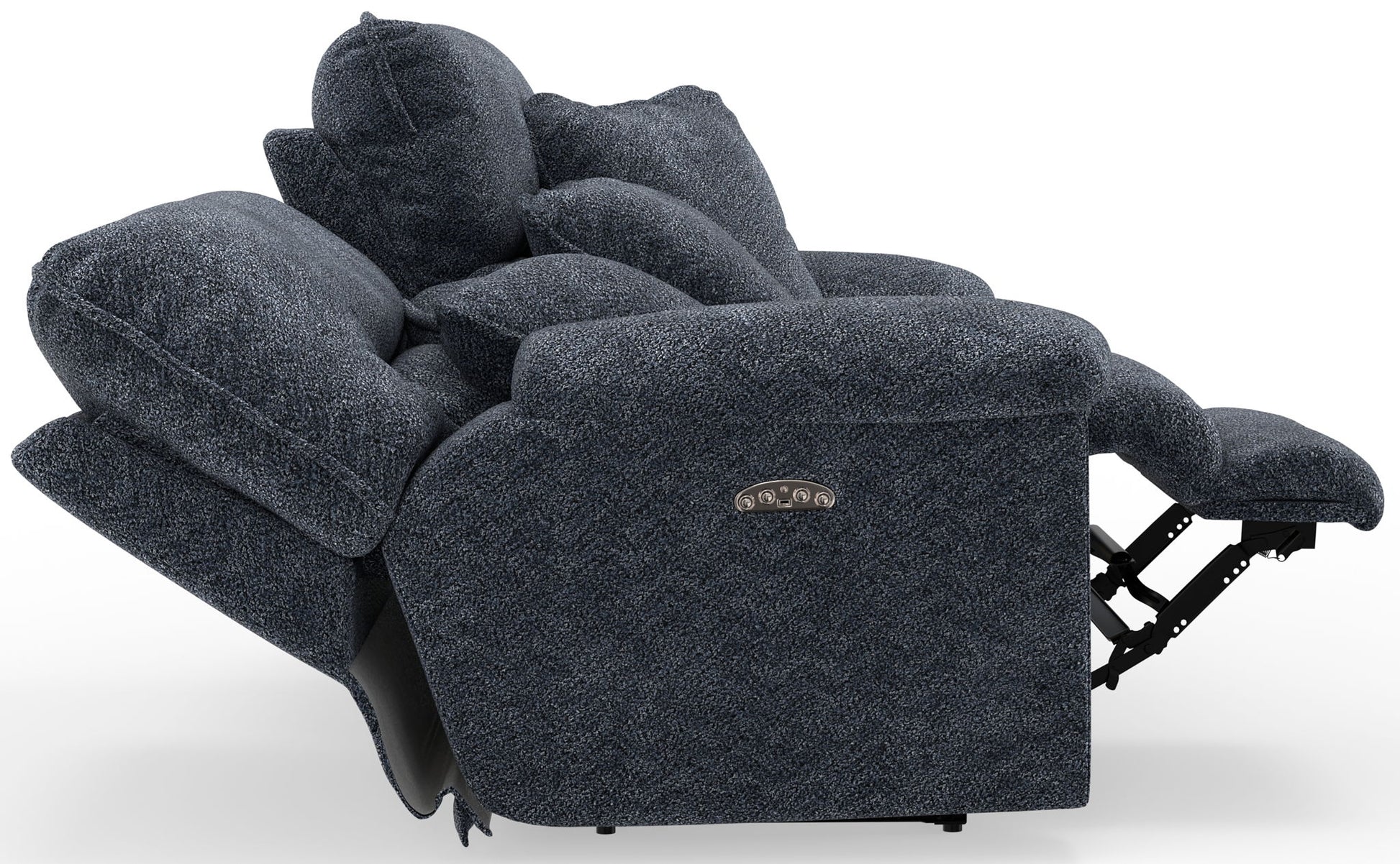 Paxon - Deep Seat Power Reclining Loveseat With Power Adjustable Headrest - Smoke - Hornell Furniture Outlet
