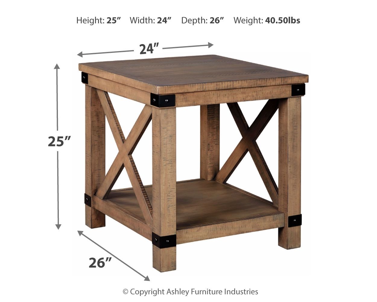 Aldwin - Gray - Rectangular End Table - Crossbuck Styling - Hornell Furniture Outlet