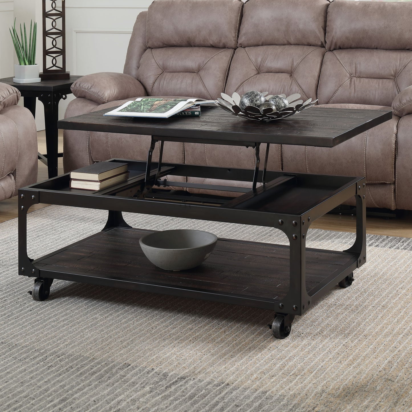 Sherlock - Lift Top Cocktail Table - Brown - Hornell Furniture Outlet