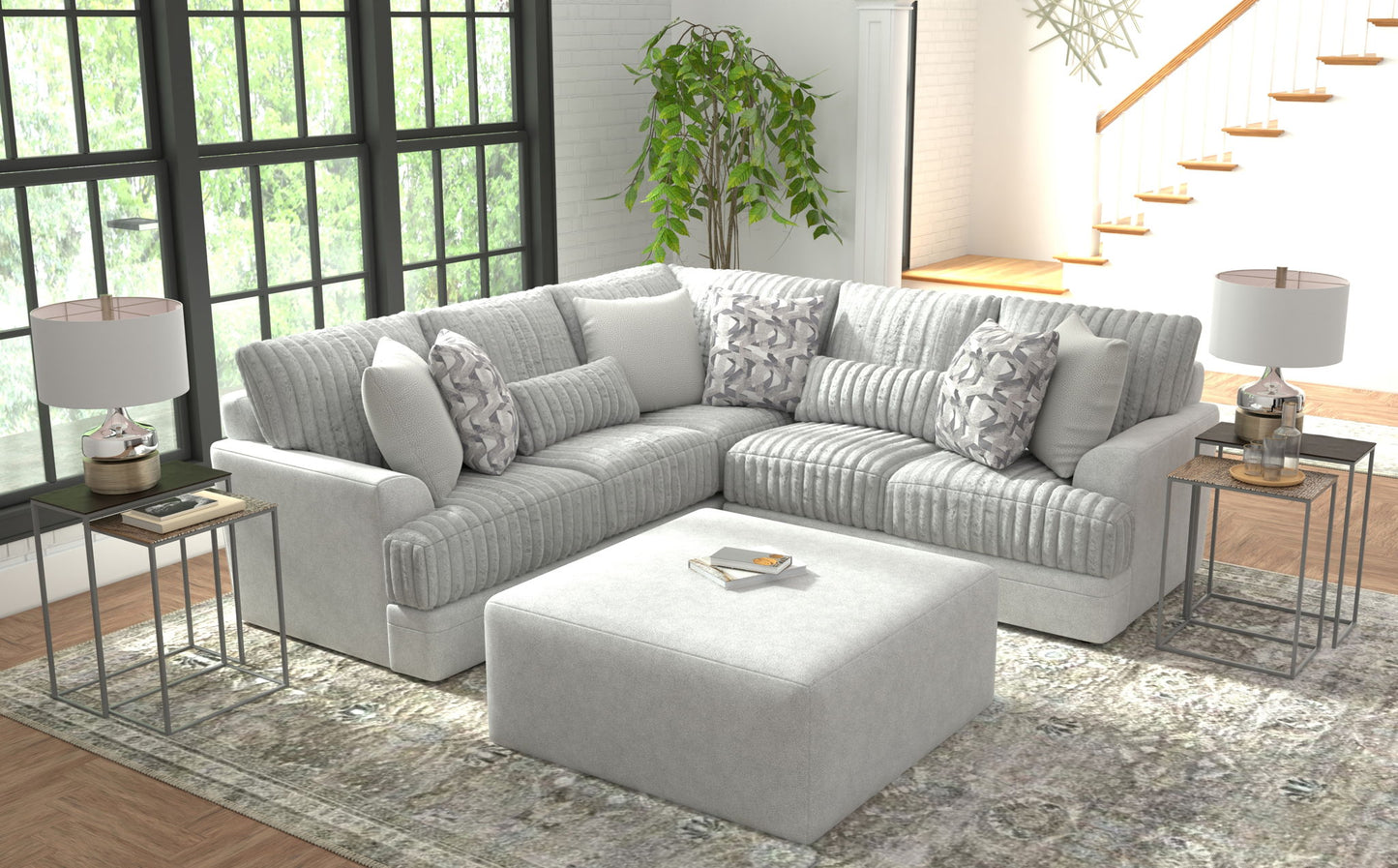 Titan - Sectional With Comfort Coil Seating, Cocktail Ottoman And Accent Pillows Included - Hornell Furniture Outlet