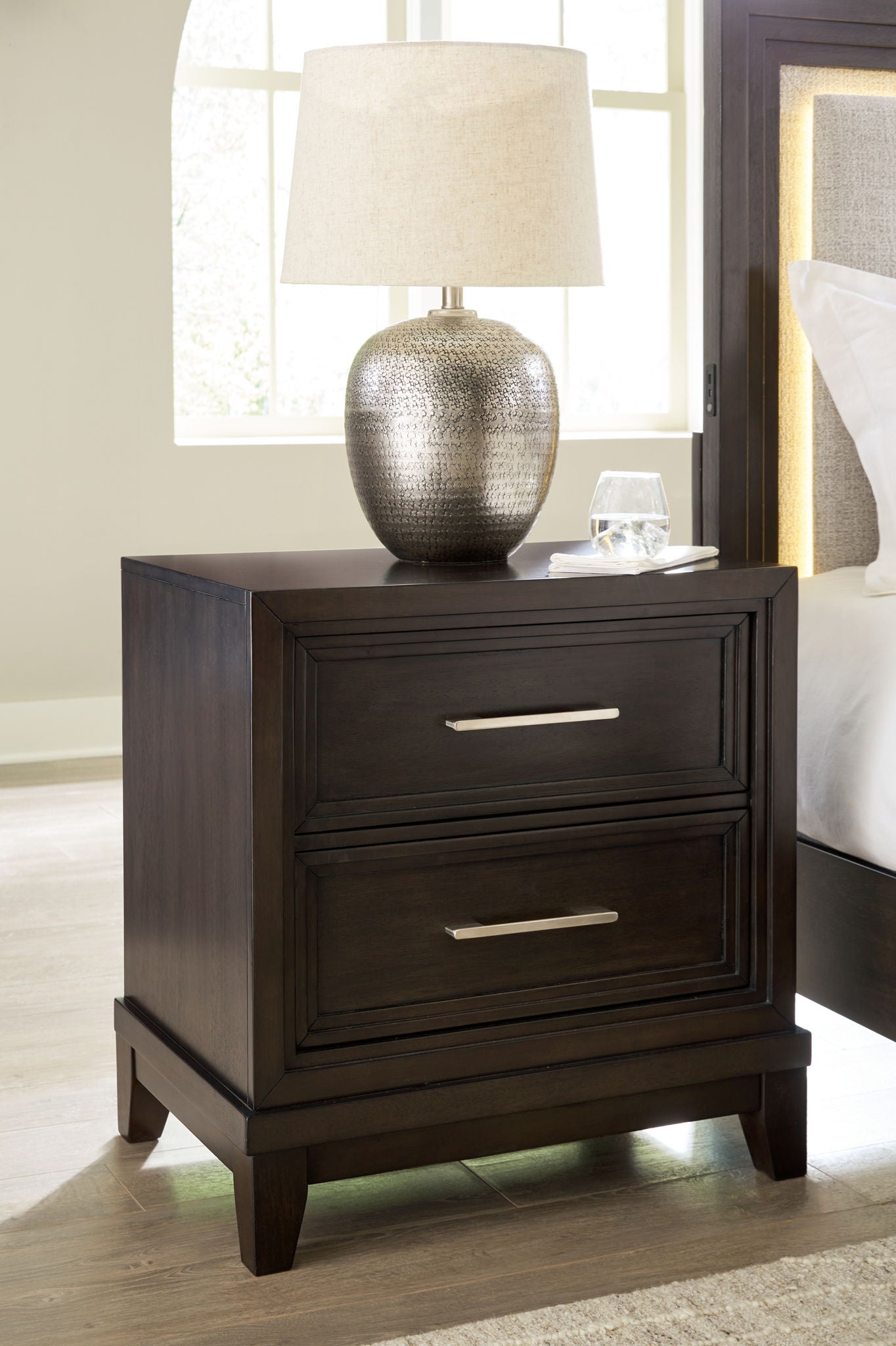Neymorton - Dark Grayish Brown - Two Drawer Night Stand - Hornell Furniture Outlet