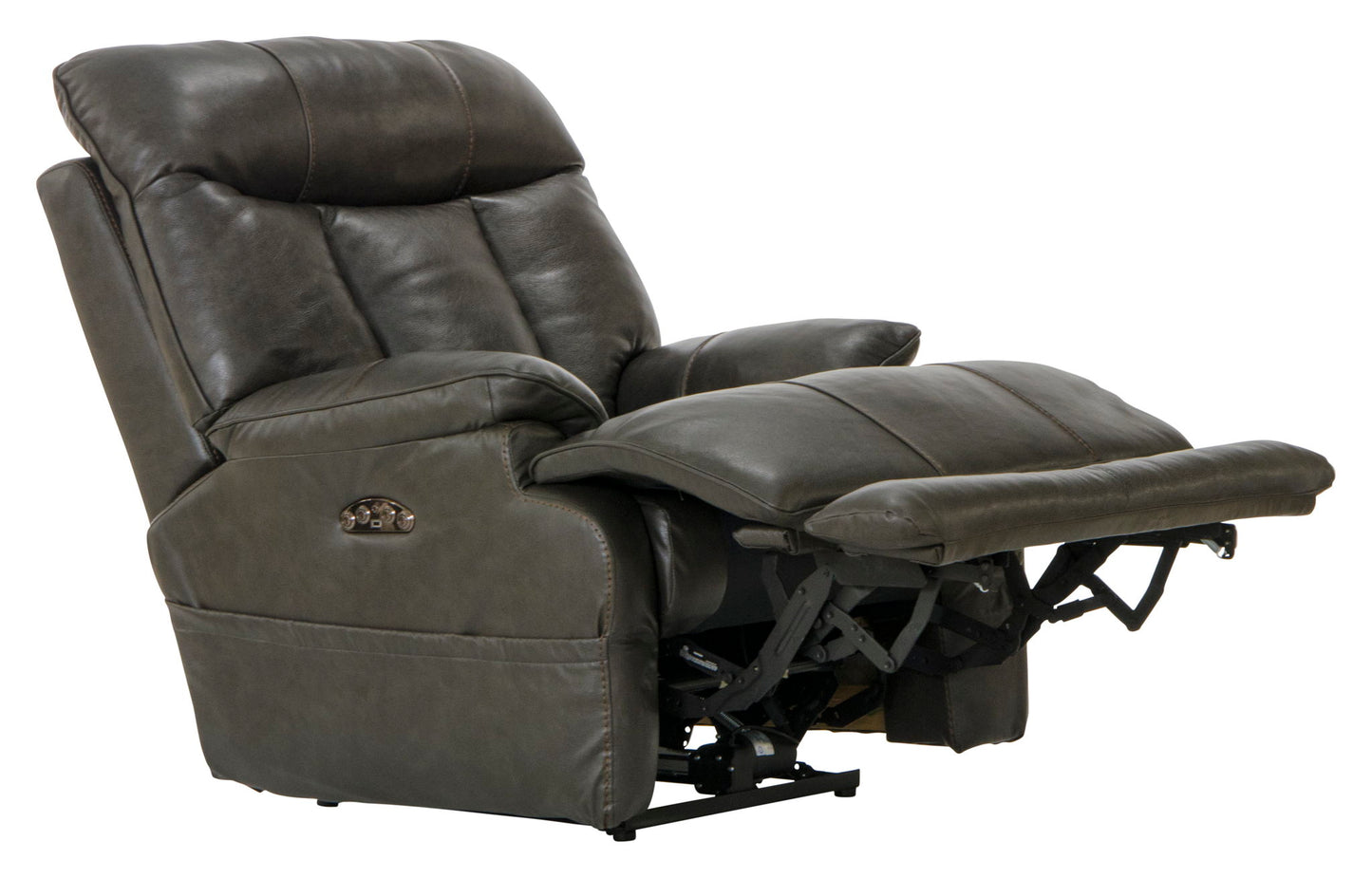 Naples - Power Lay Flat Recliner With Extended Ottoman - Chocolate - Hornell Furniture Outlet