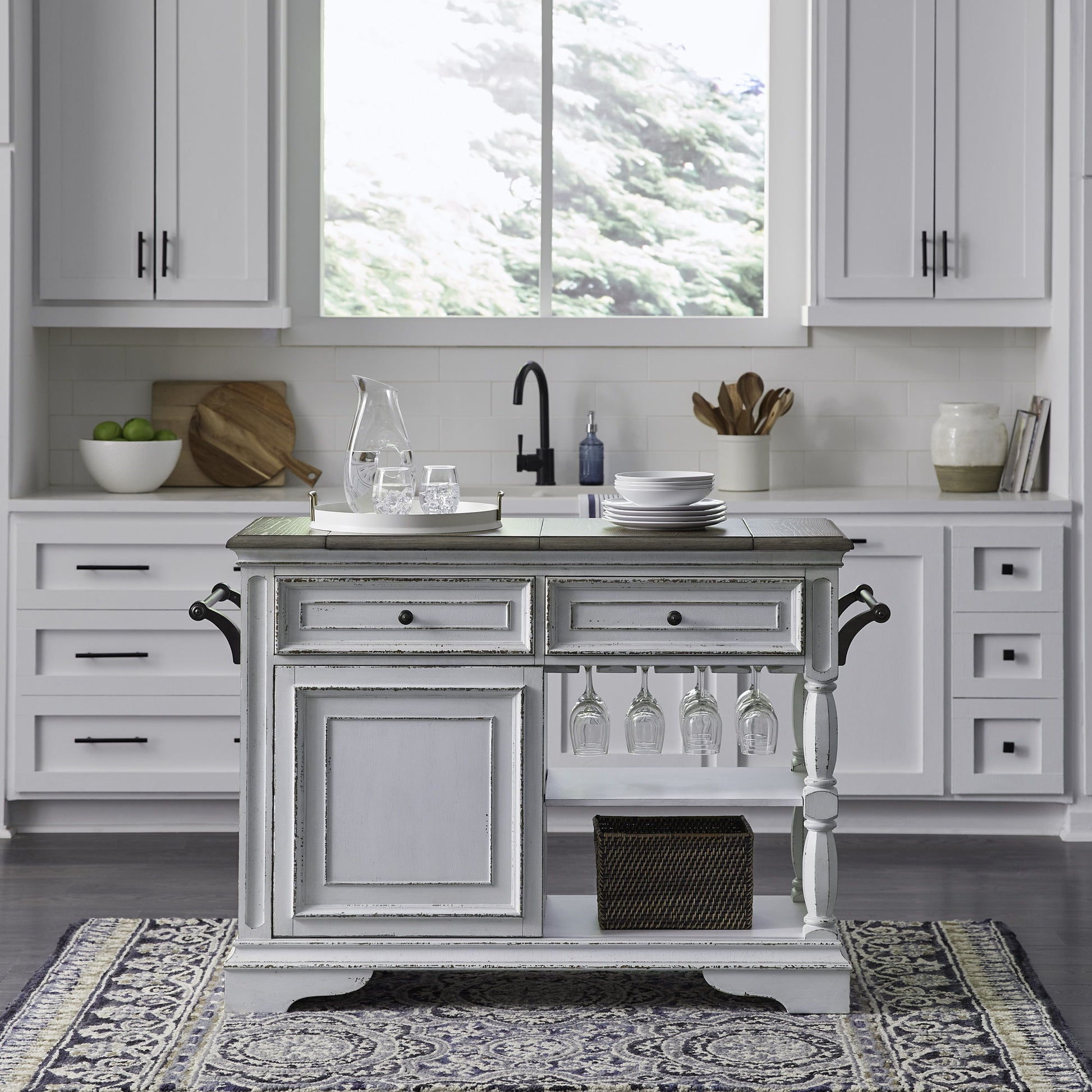 Magnolia Manor - Bar Cart - White - Hornell Furniture Outlet