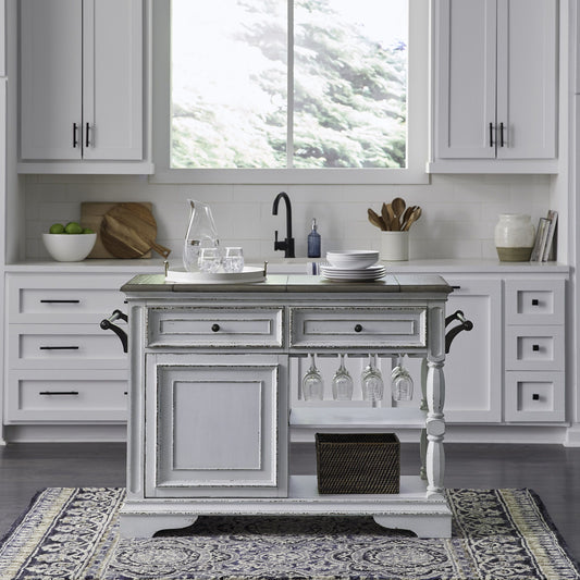 Magnolia Manor - Bar Cart - White - Hornell Furniture Outlet