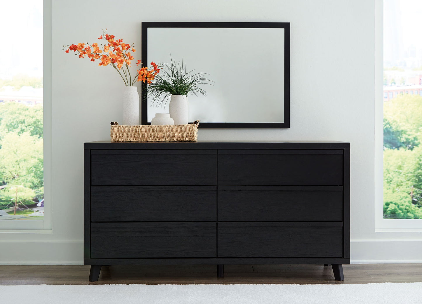 Danziar - Black - Dresser And Mirror - Hornell Furniture Outlet
