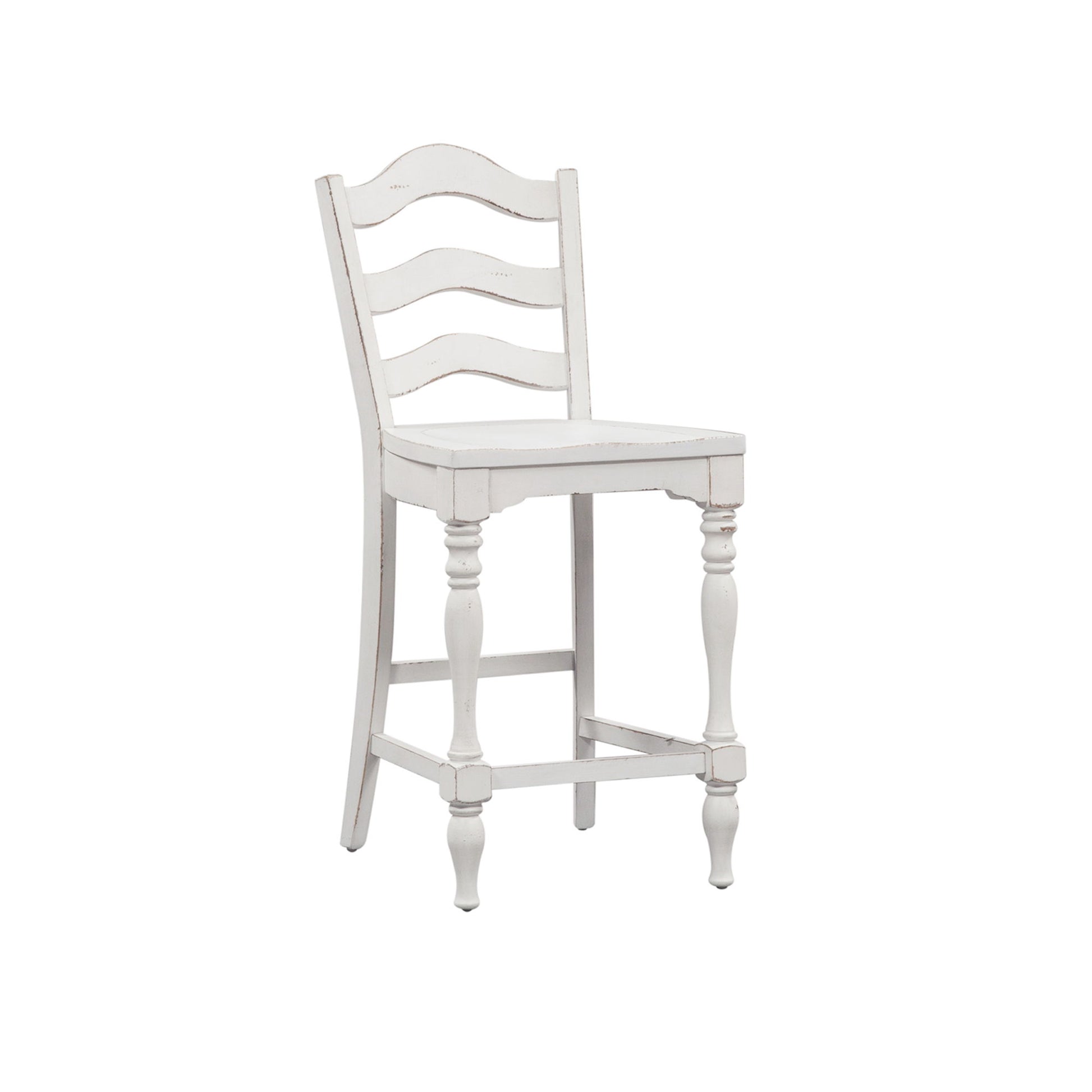 Magnolia Manor - Ladder Back Counter Chair - White - Hornell Furniture Outlet