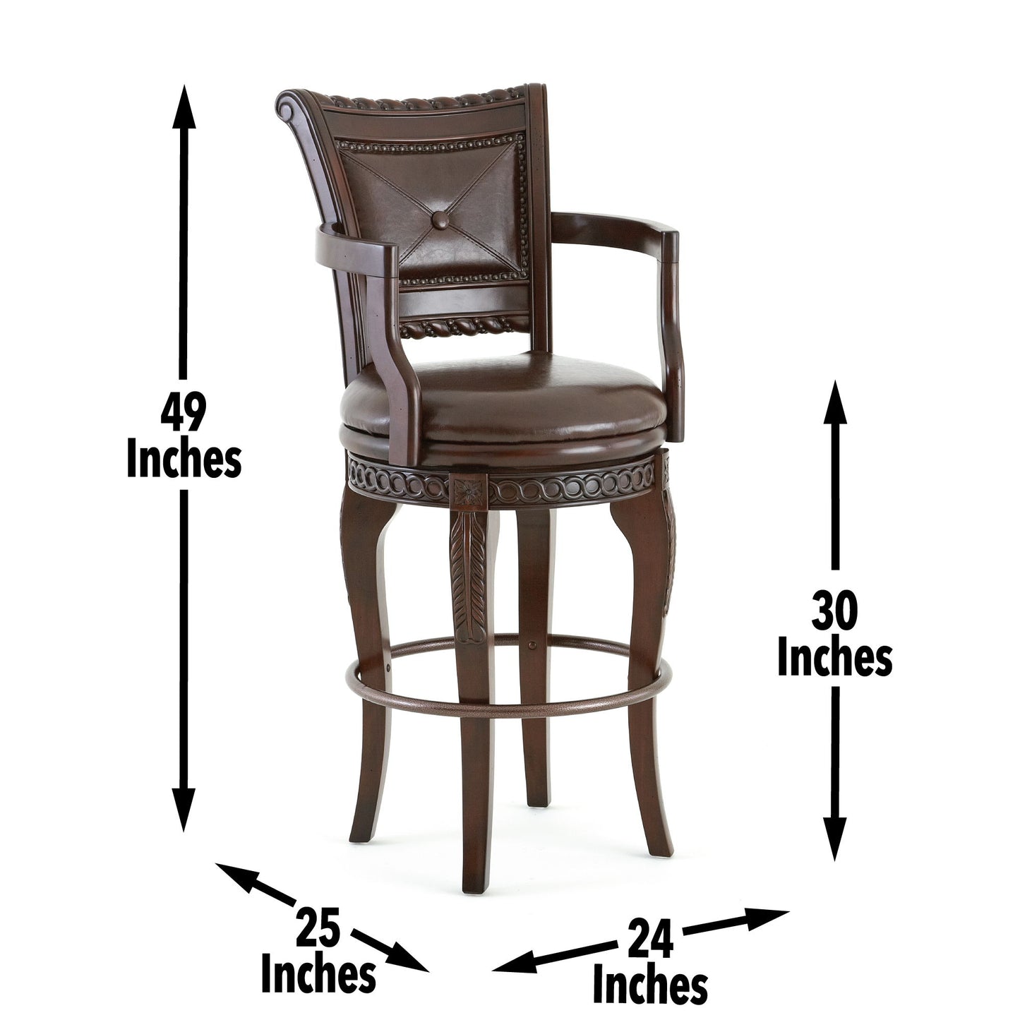 Antoinette - PU Swivel Bar Chair (Set of 2) - Dark Brown - Hornell Furniture Outlet