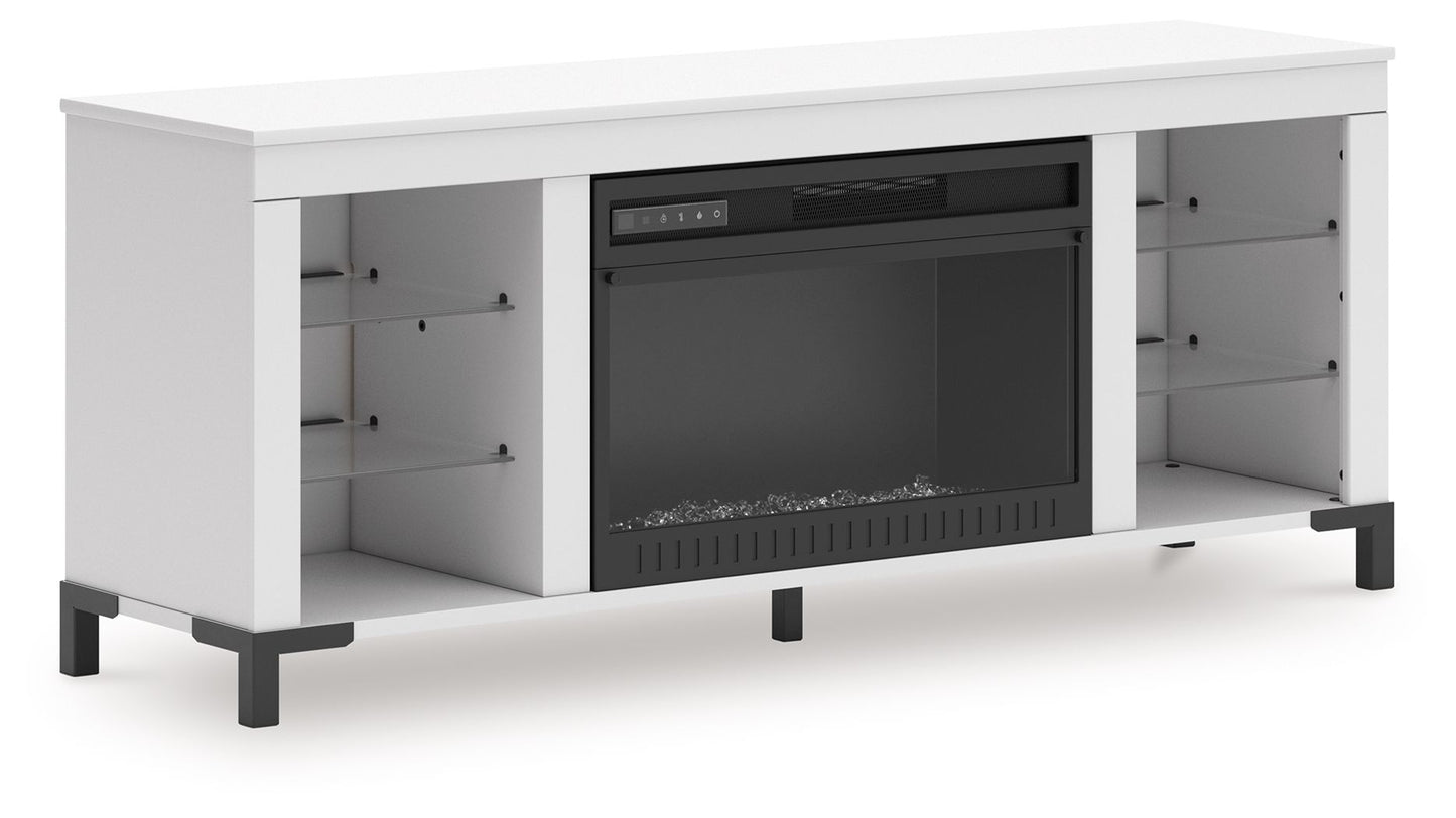 Brollevi - White - TV Stand With Fireplace - Hornell Furniture Outlet