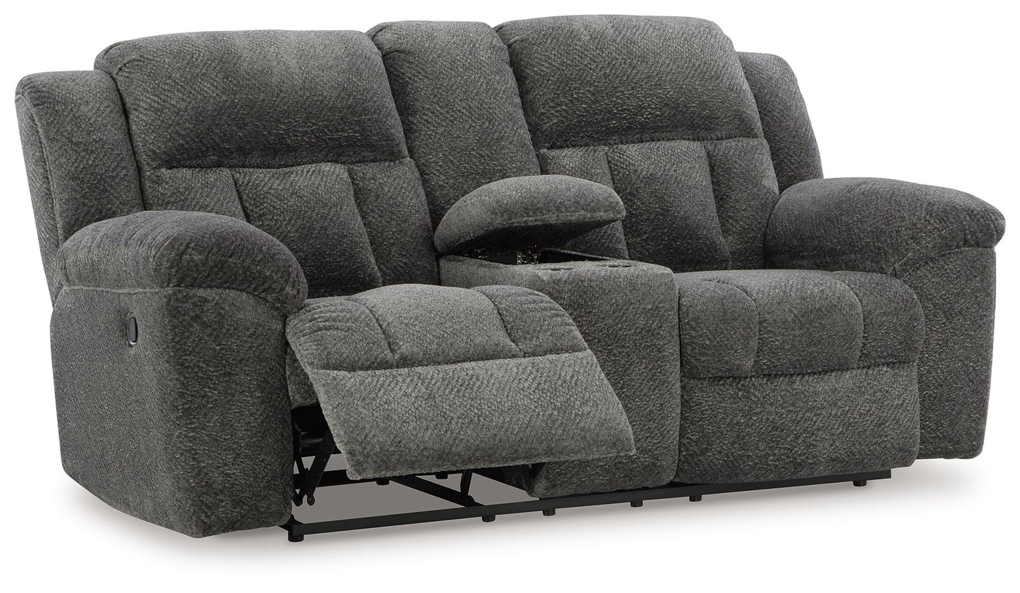 Frohn - Dbl Reclining Loveseat With Console - Hornell Furniture Outlet