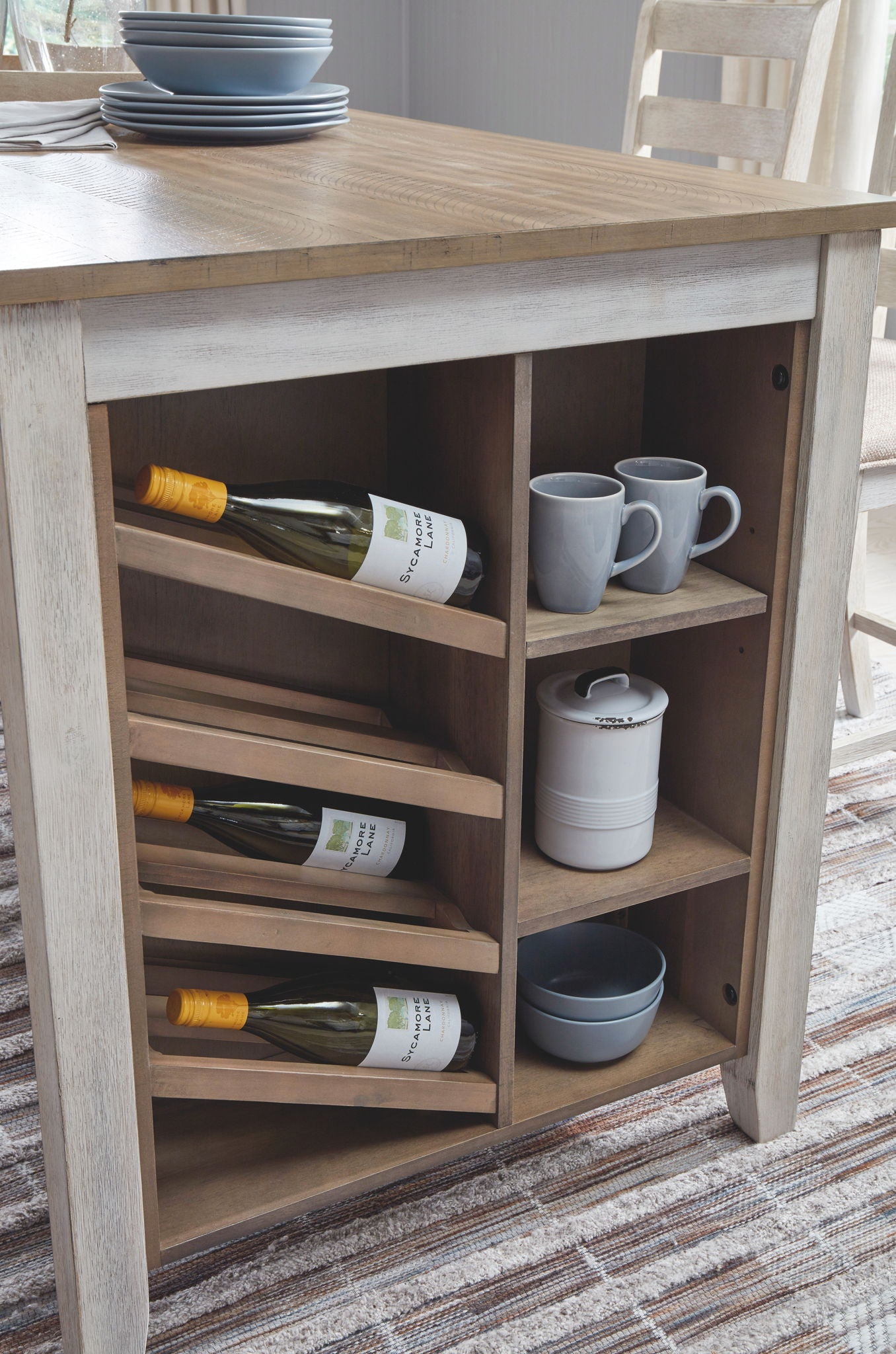Skempton - White - Rectangular Counter Table With Storage - Hornell Furniture Outlet
